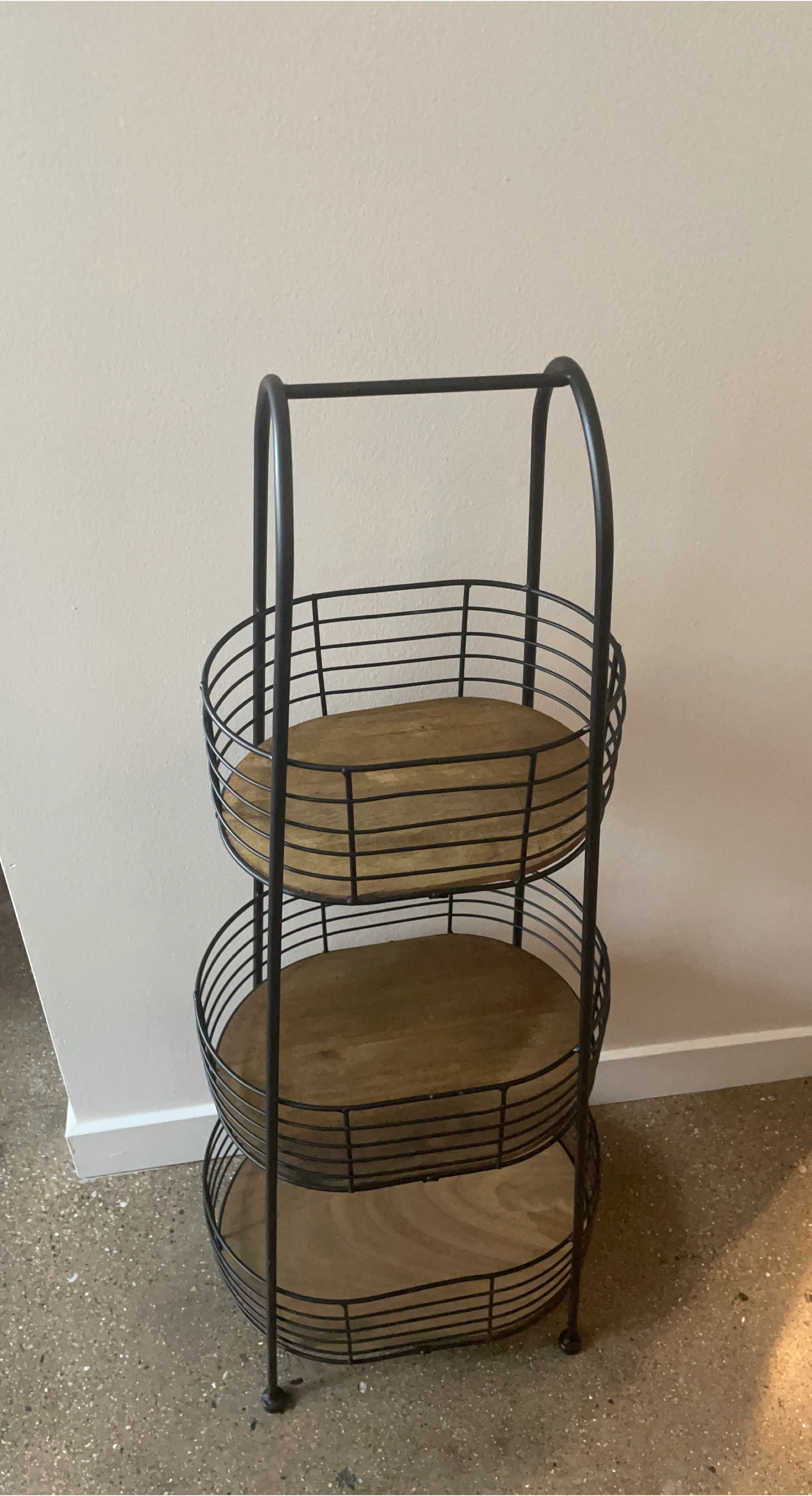 3-Tier Metal & Wood Basket Stand #cleanout