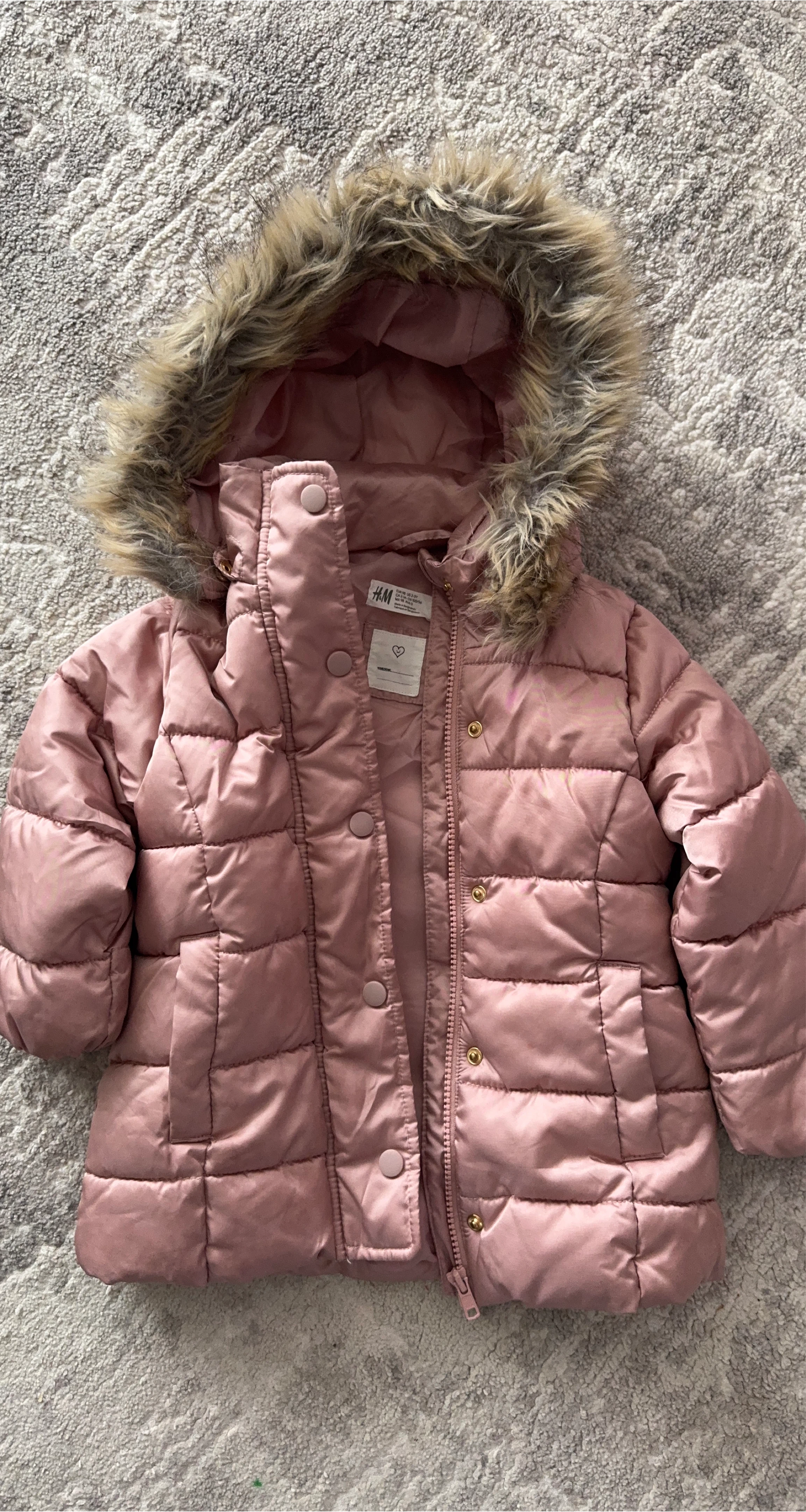 H&M Pink Puffer Jacket - Size 2-3Y