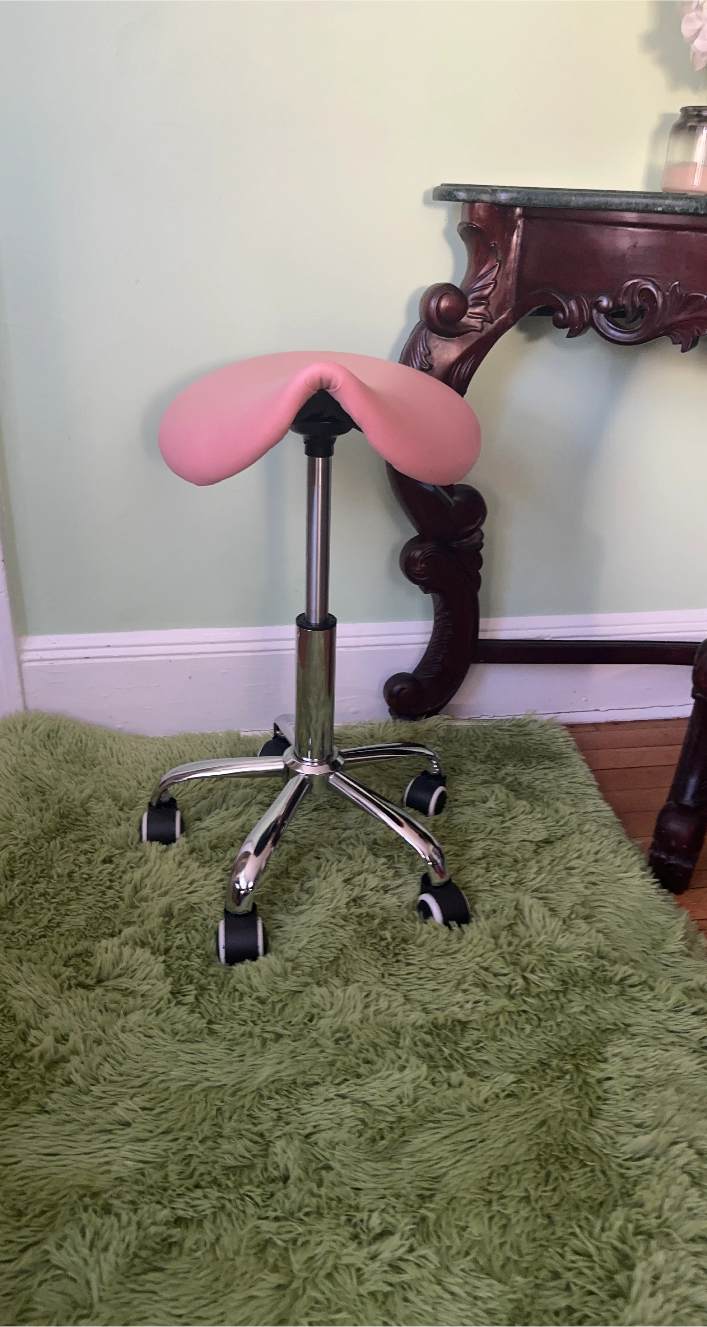 Pink Saddle Stool Chair