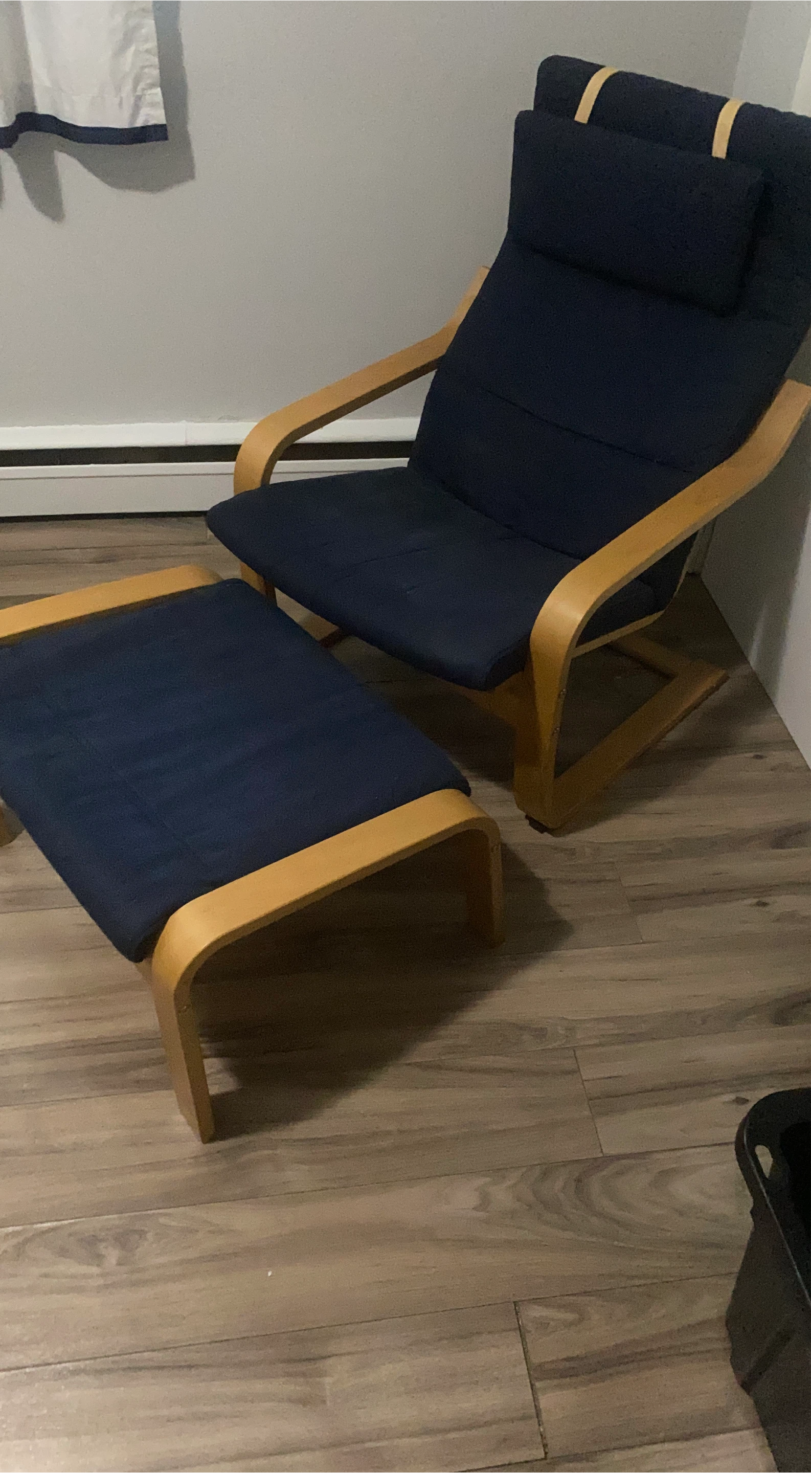 IKEA Poang Chair and Ottoman - Navy Blue image indicator(1)