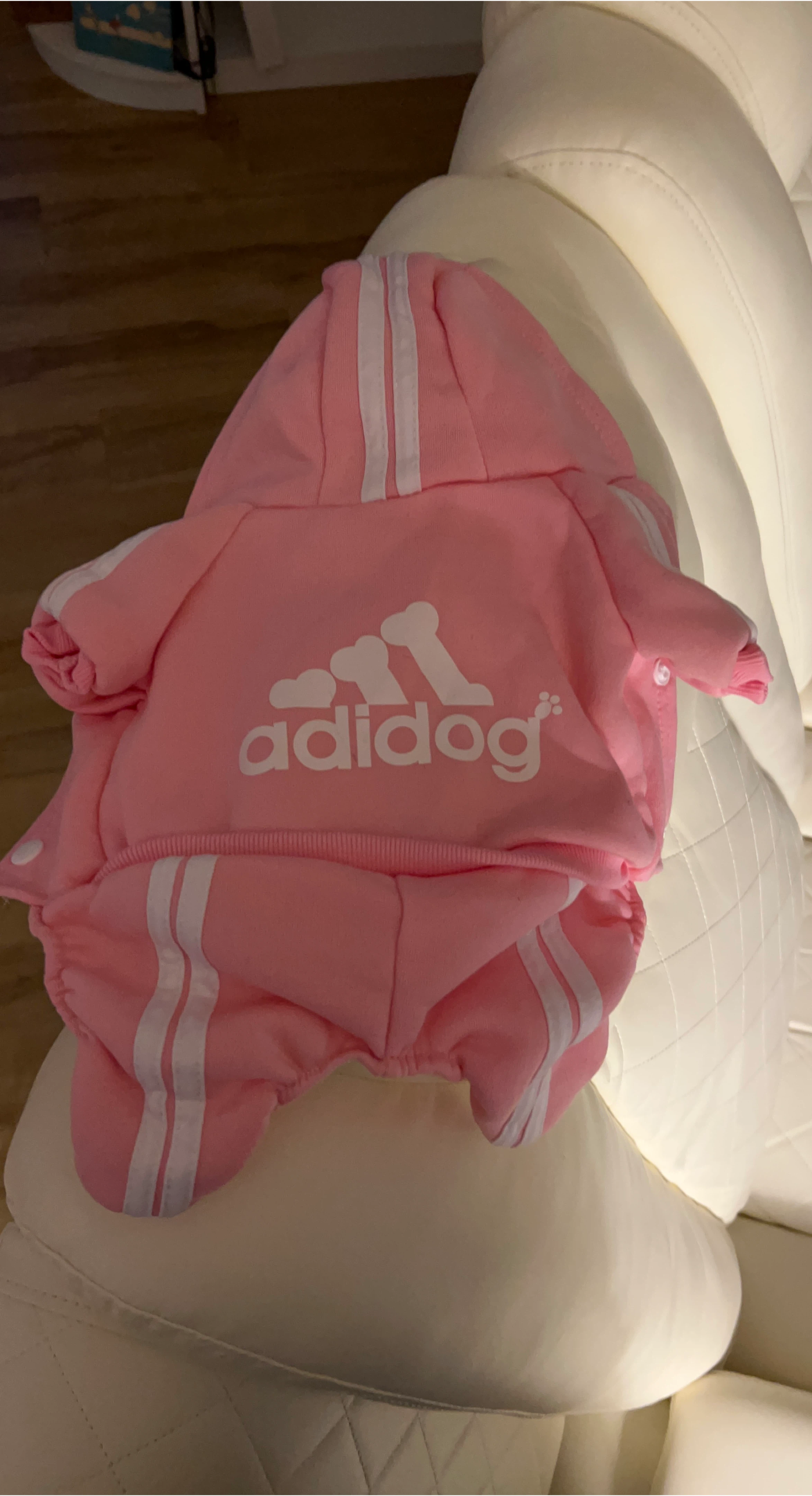 Adidog Pink Dog Hoodie size medium