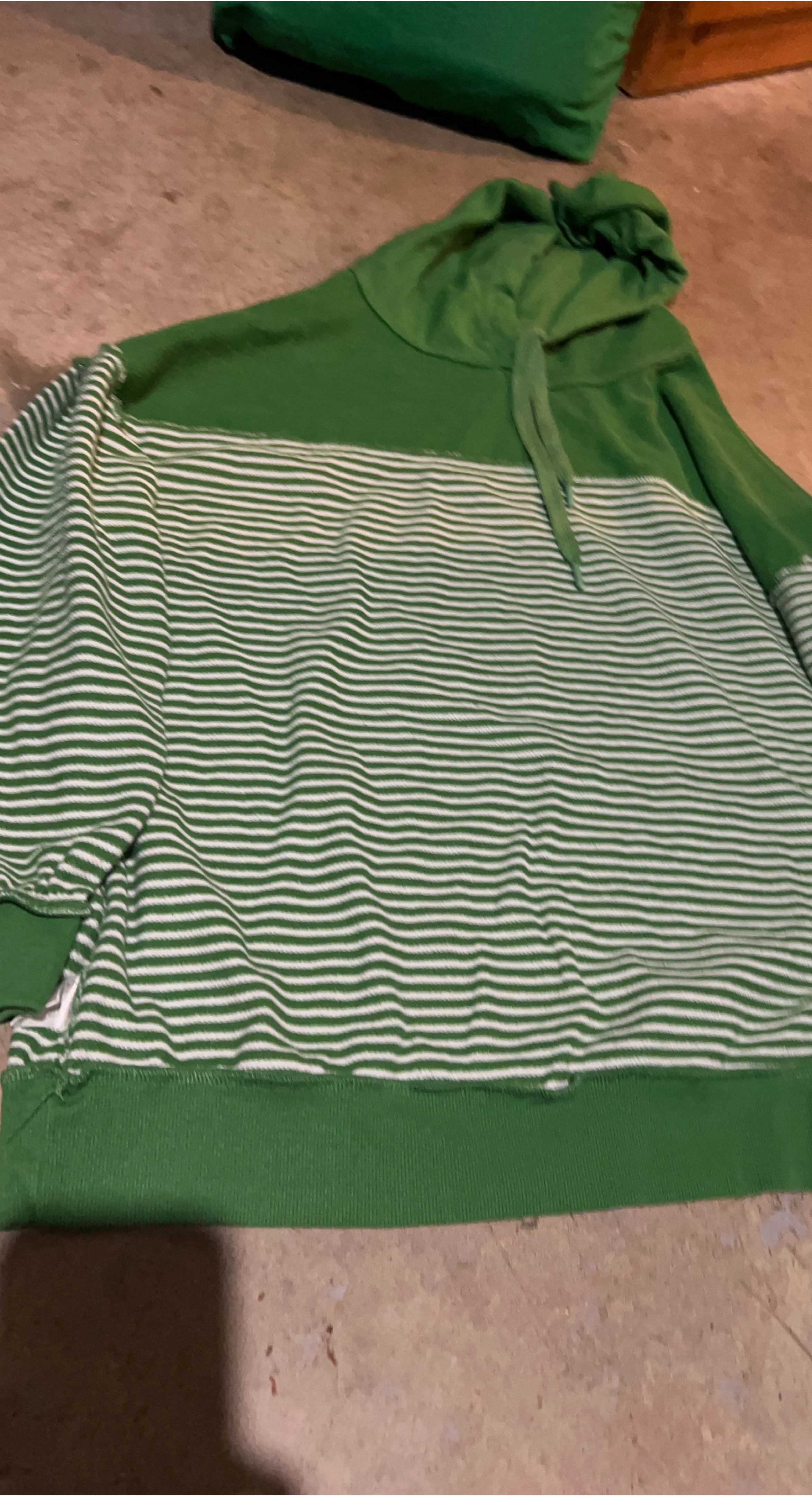 Green & White Striped Hoodie