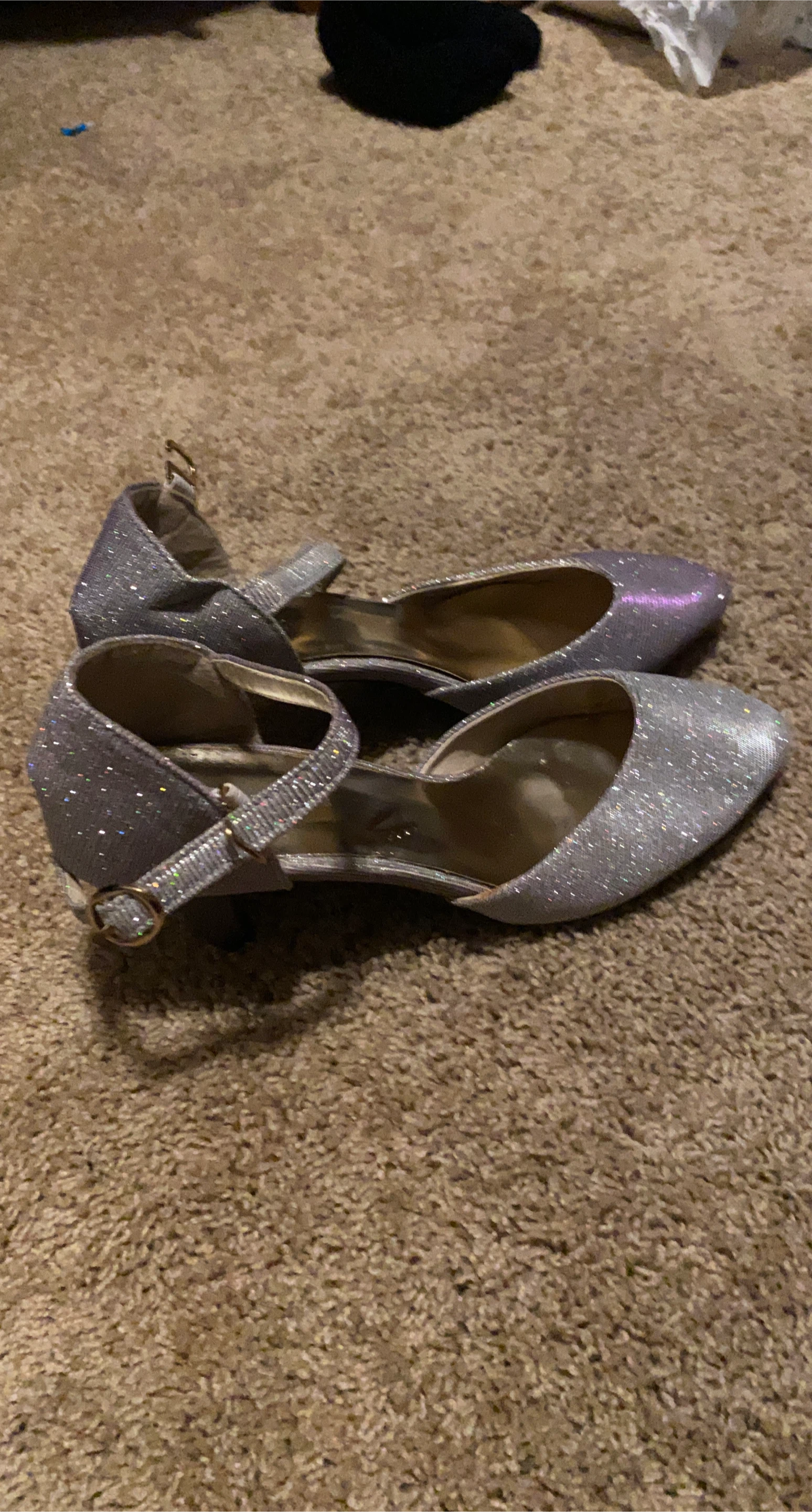 Sparkly Silver Ankle Strap Heels