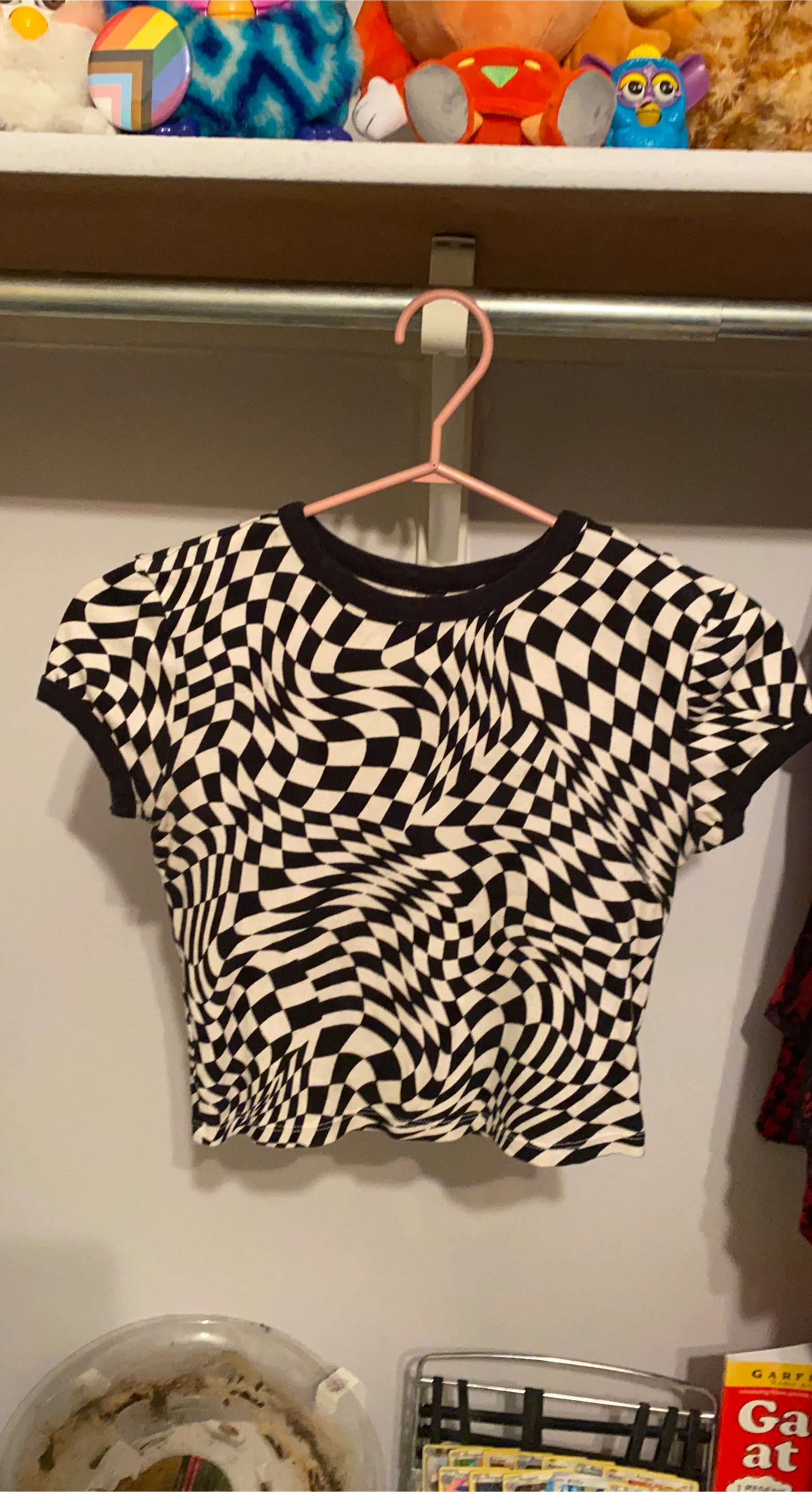 Checkerboard Print Crop Top
