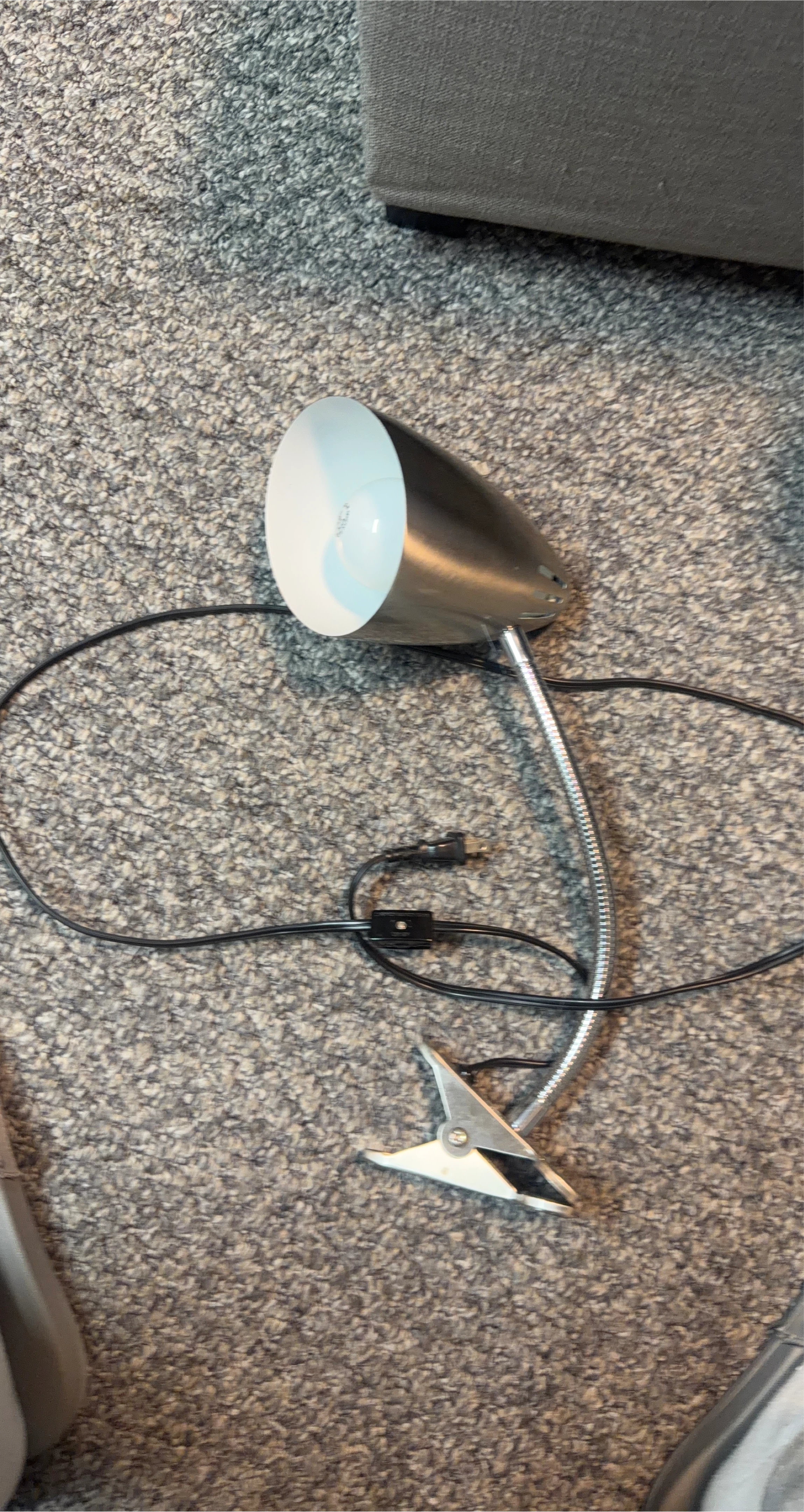 Silver Clip-On Desk Lamp