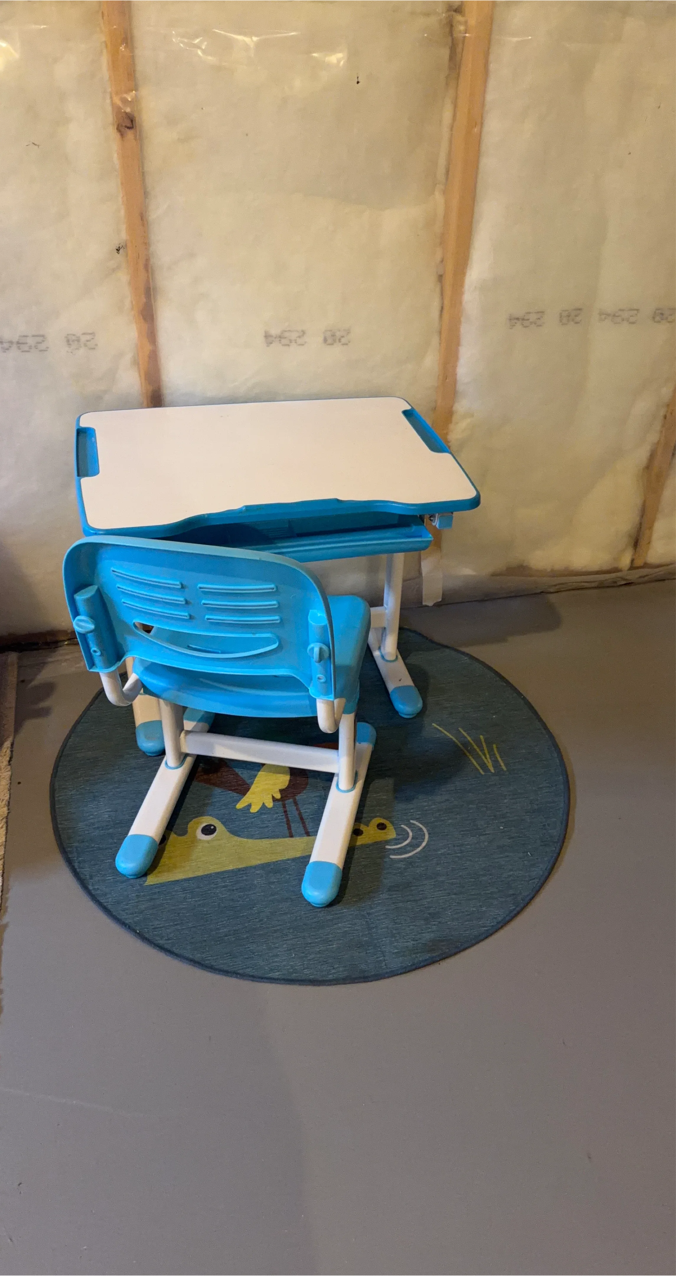 Kids Desk and Chair Set - Blue & White