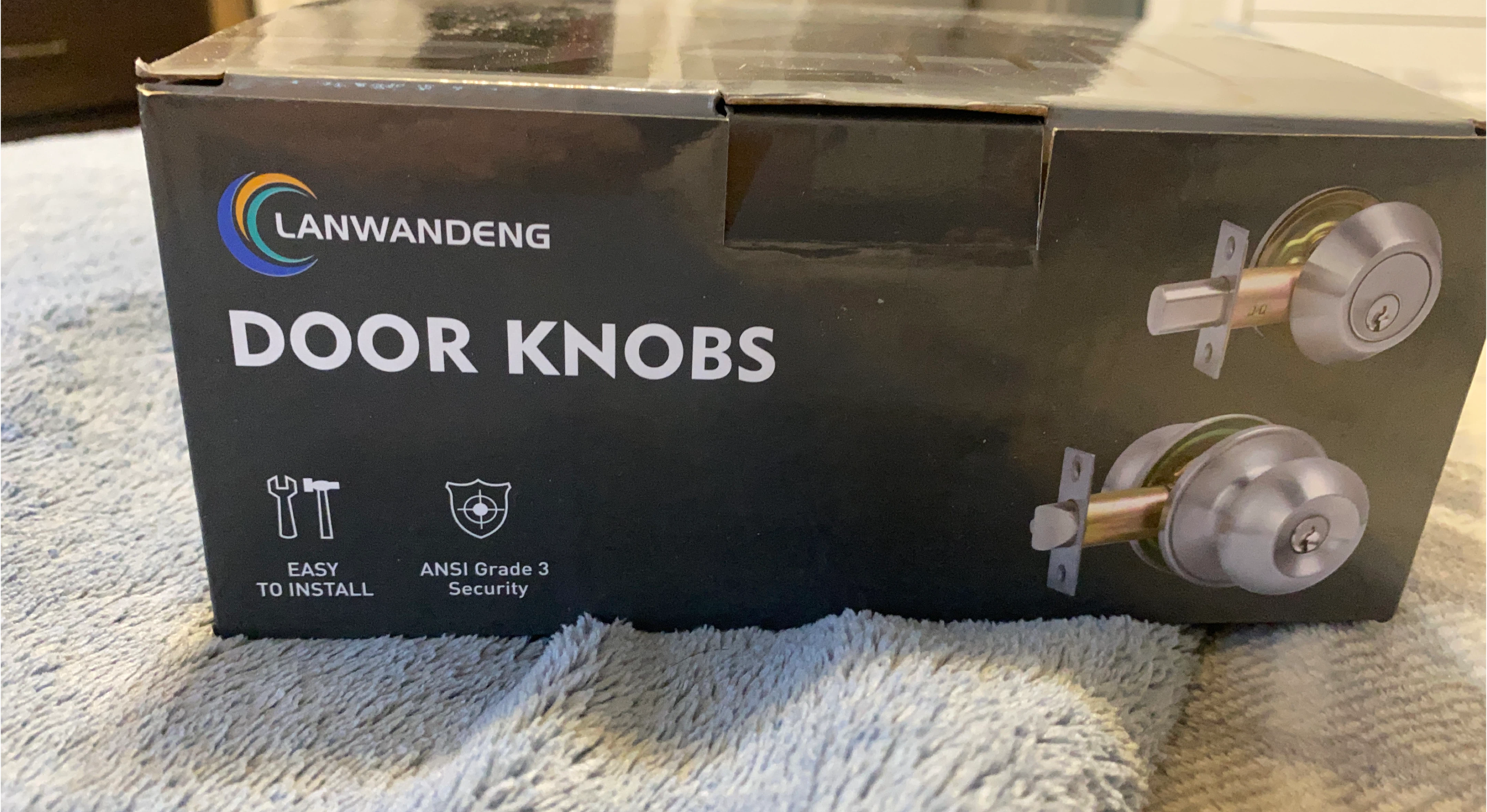 Matte Black LANWANDENG Door Knobs - Easy Install, ANSI Grade 3