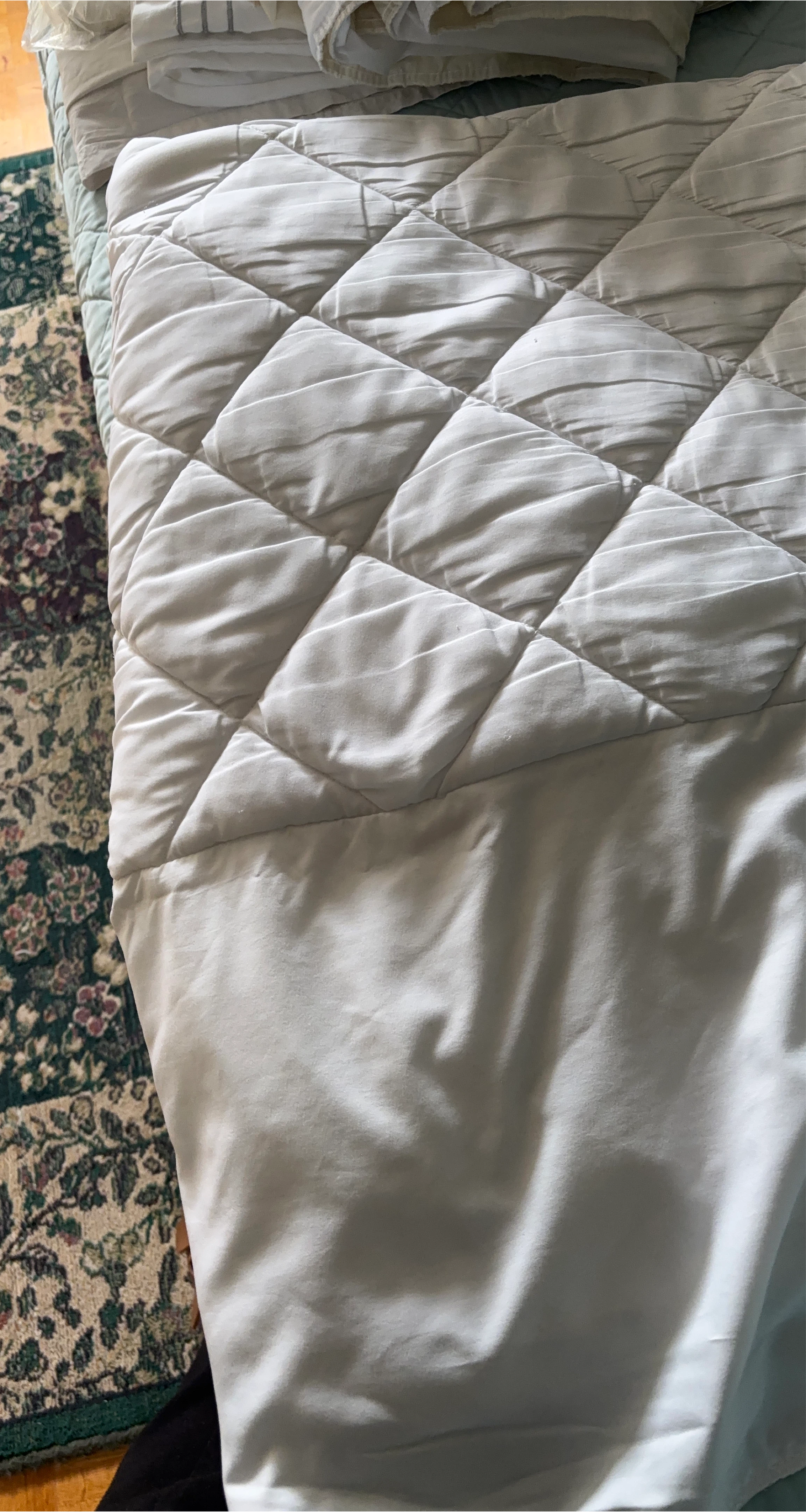 Quilted White mattress cover with nylon backing