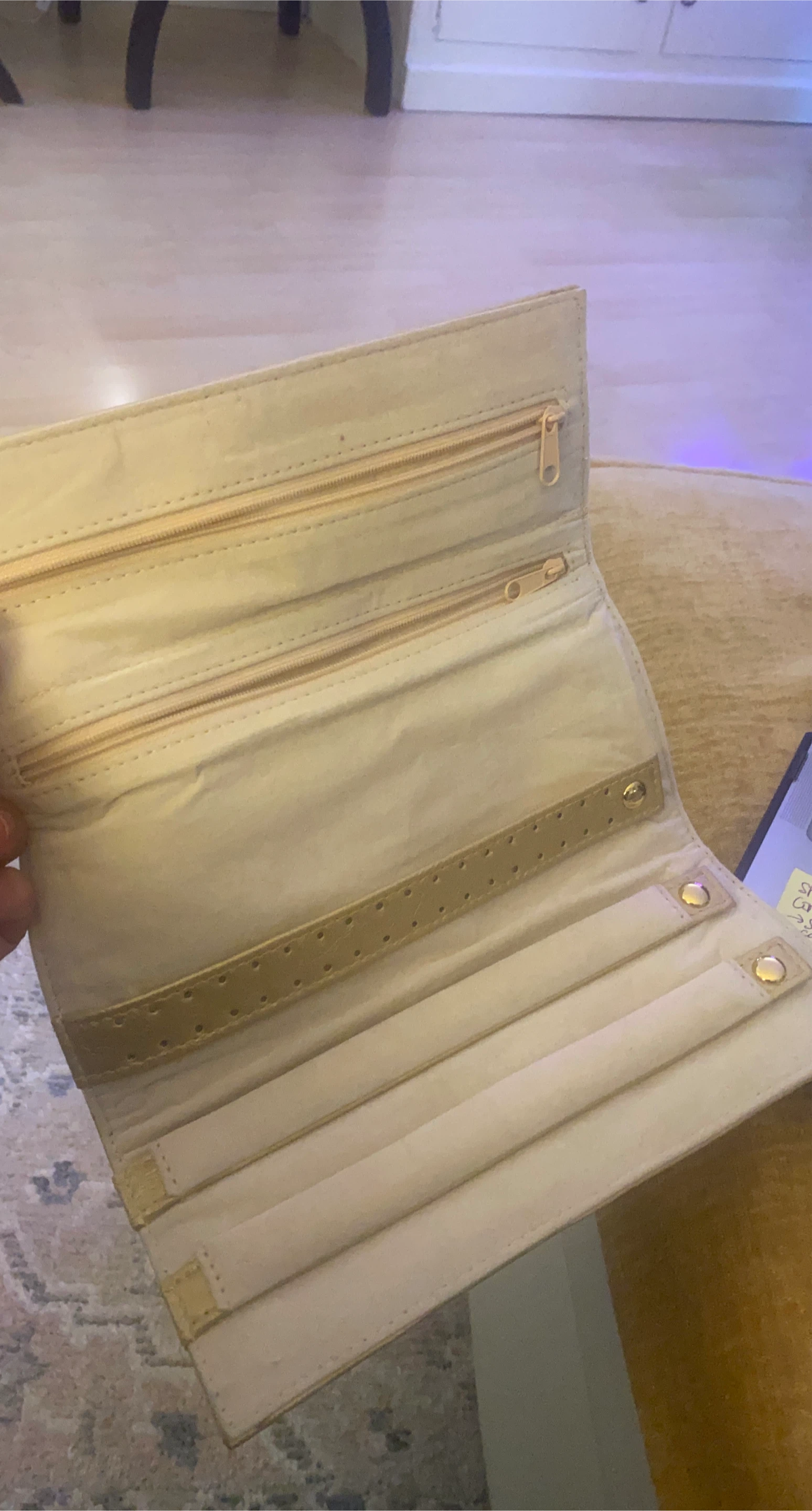 #Cleanout - Gold Jewelry Roll Travel Case