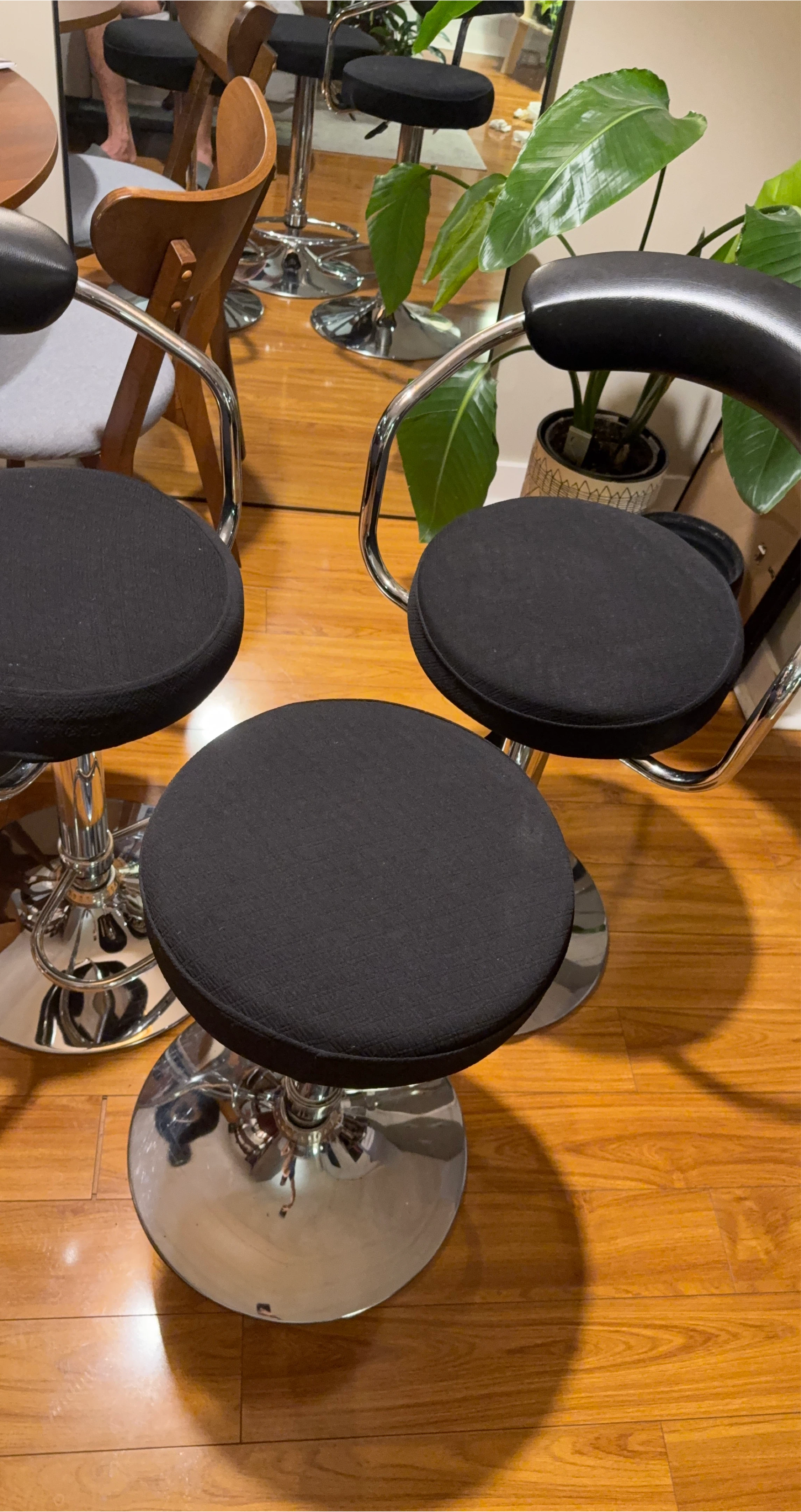 Black Bar Stool with Chrome Base