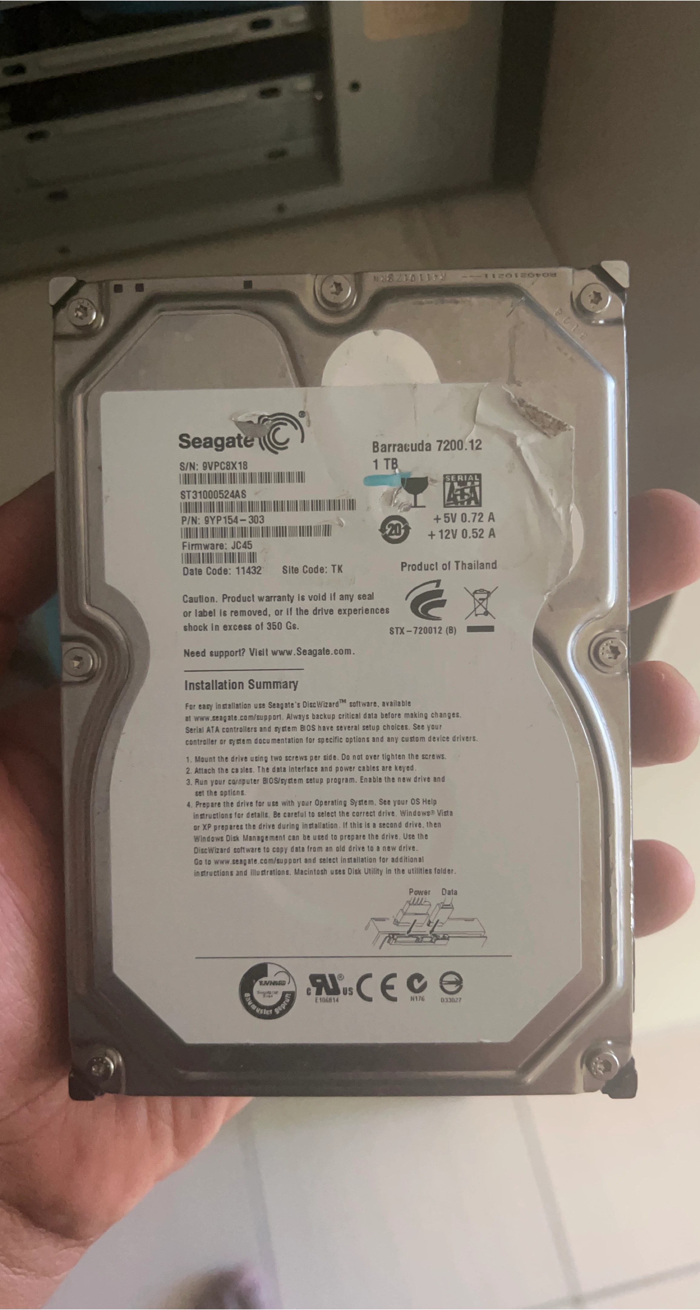 Seagate Barracuda 7200.12 1 TB Hard Drive