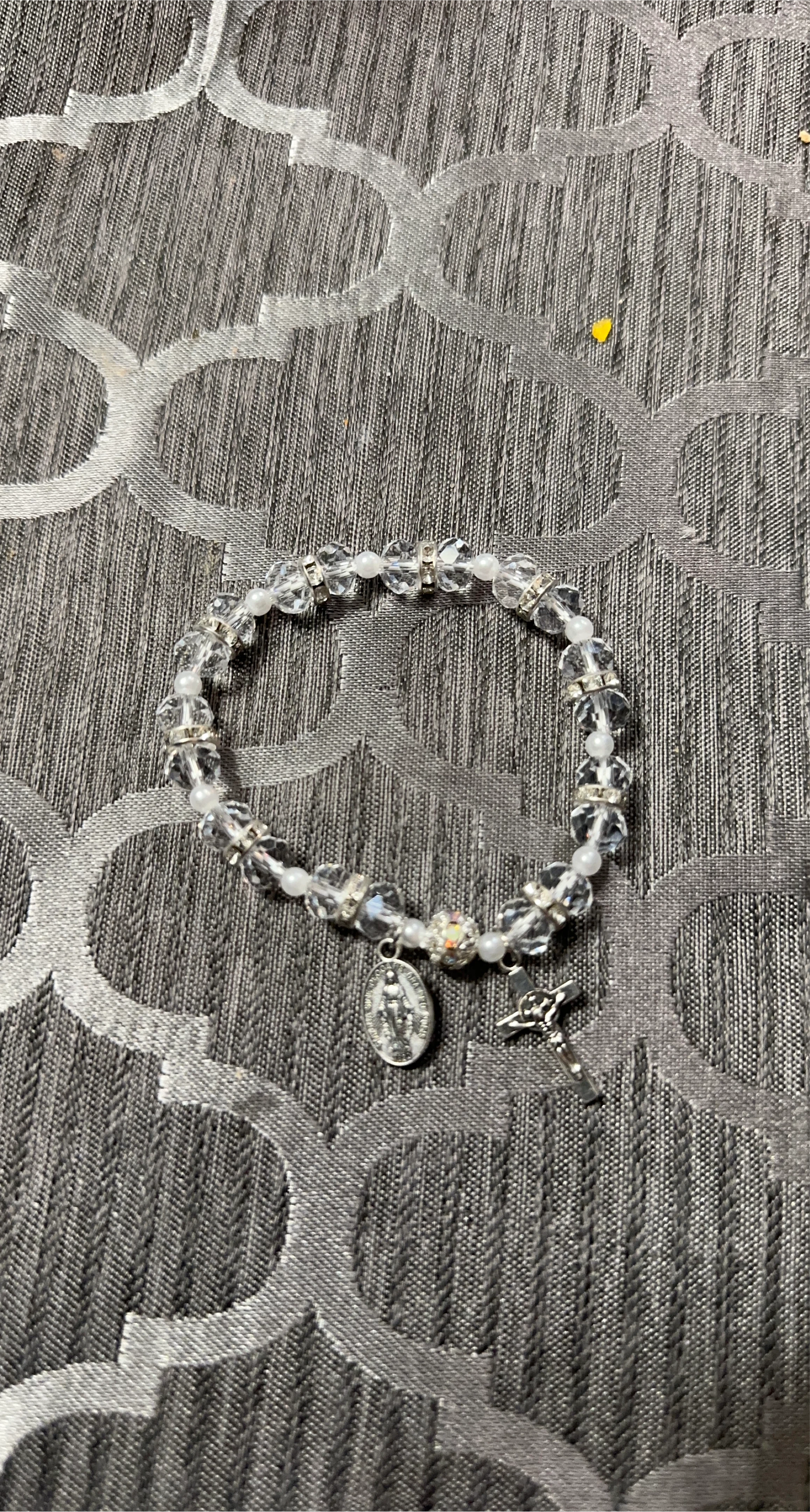 Women's Beaded Stretch Rosary Bracelet with Crucifix