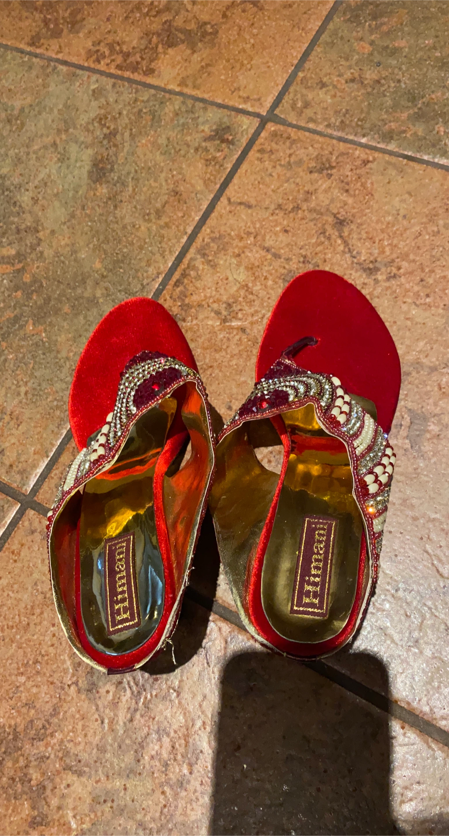 Himani Red Beaded Heels