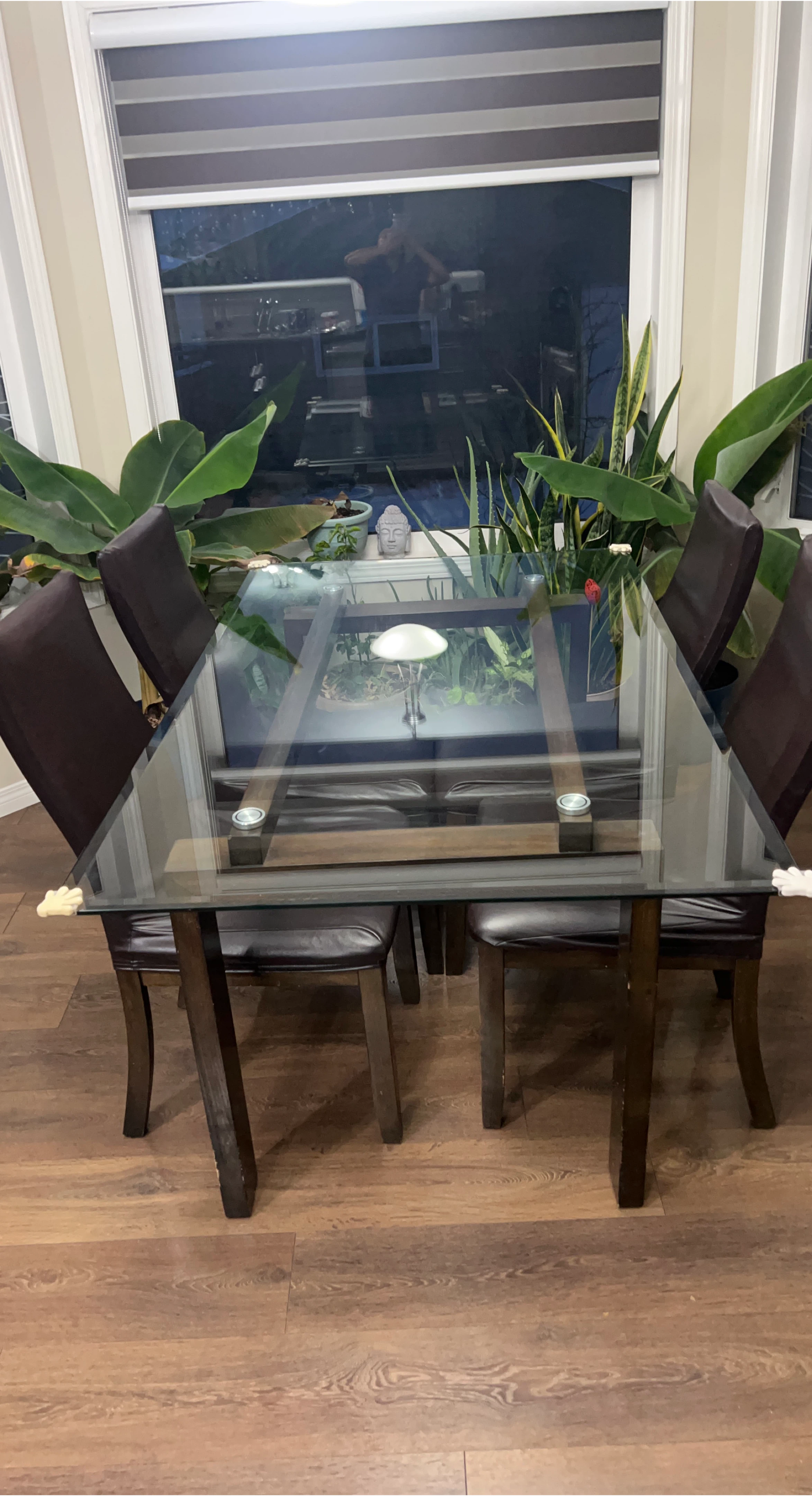 Glass top table with 4 chairs