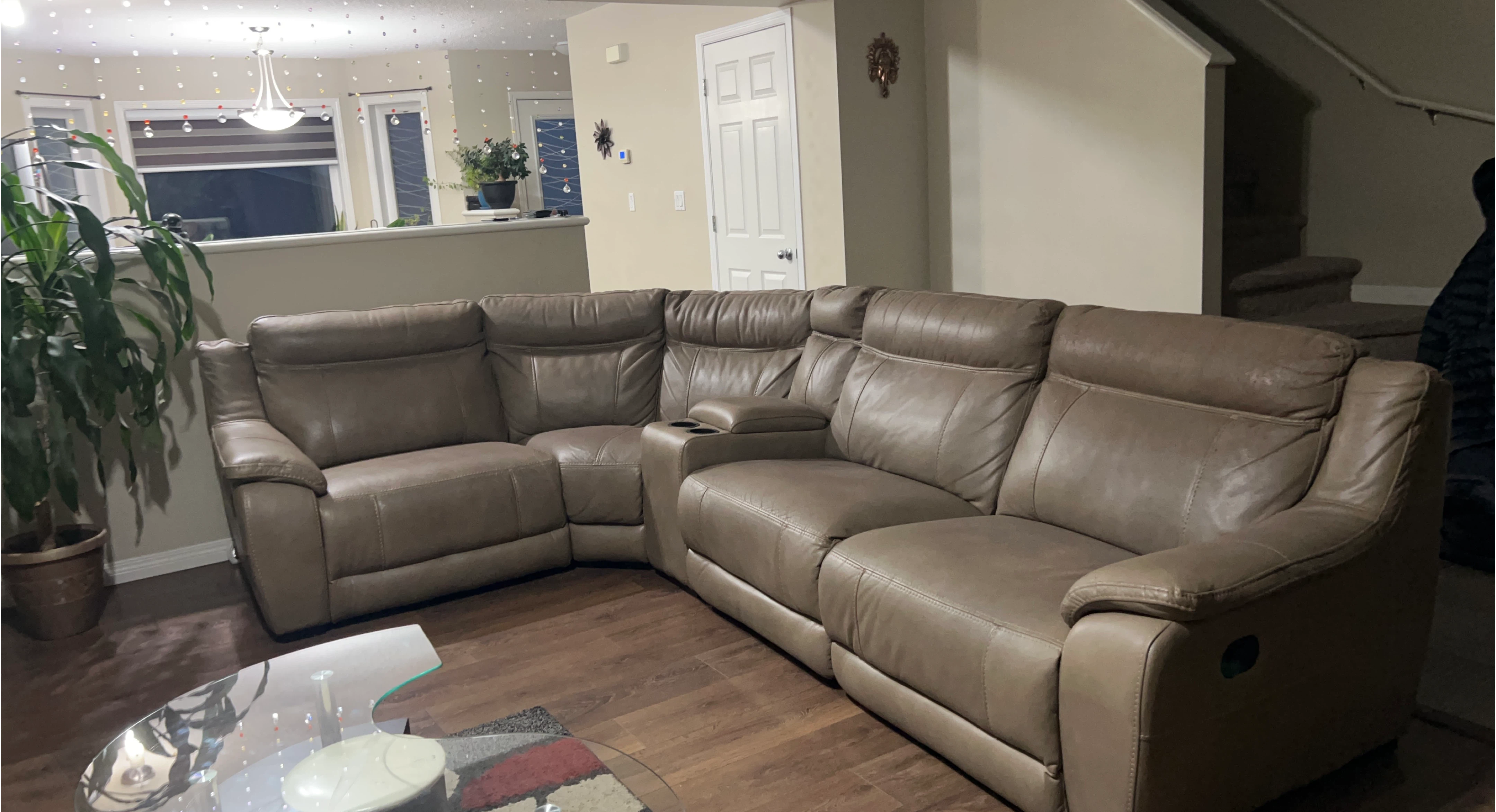 Leather Sectional Sofa with Recliner