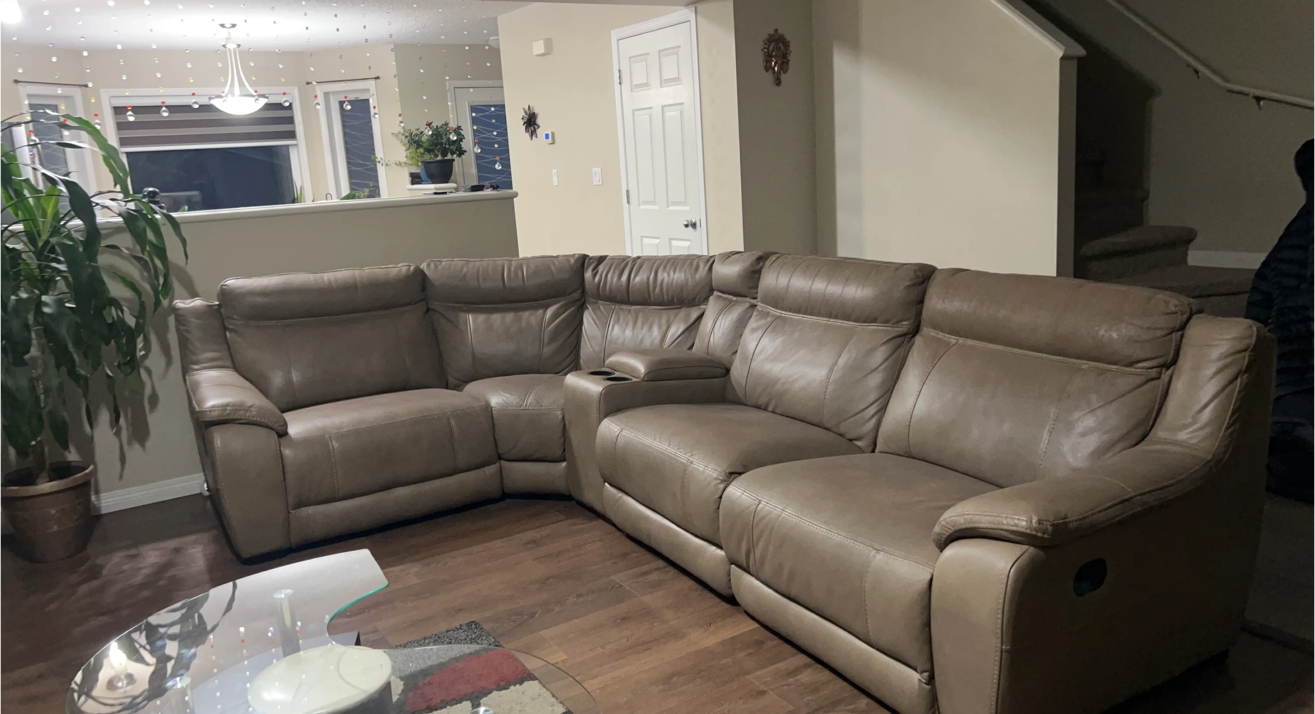 Leather Sectional Sofa with Recliner