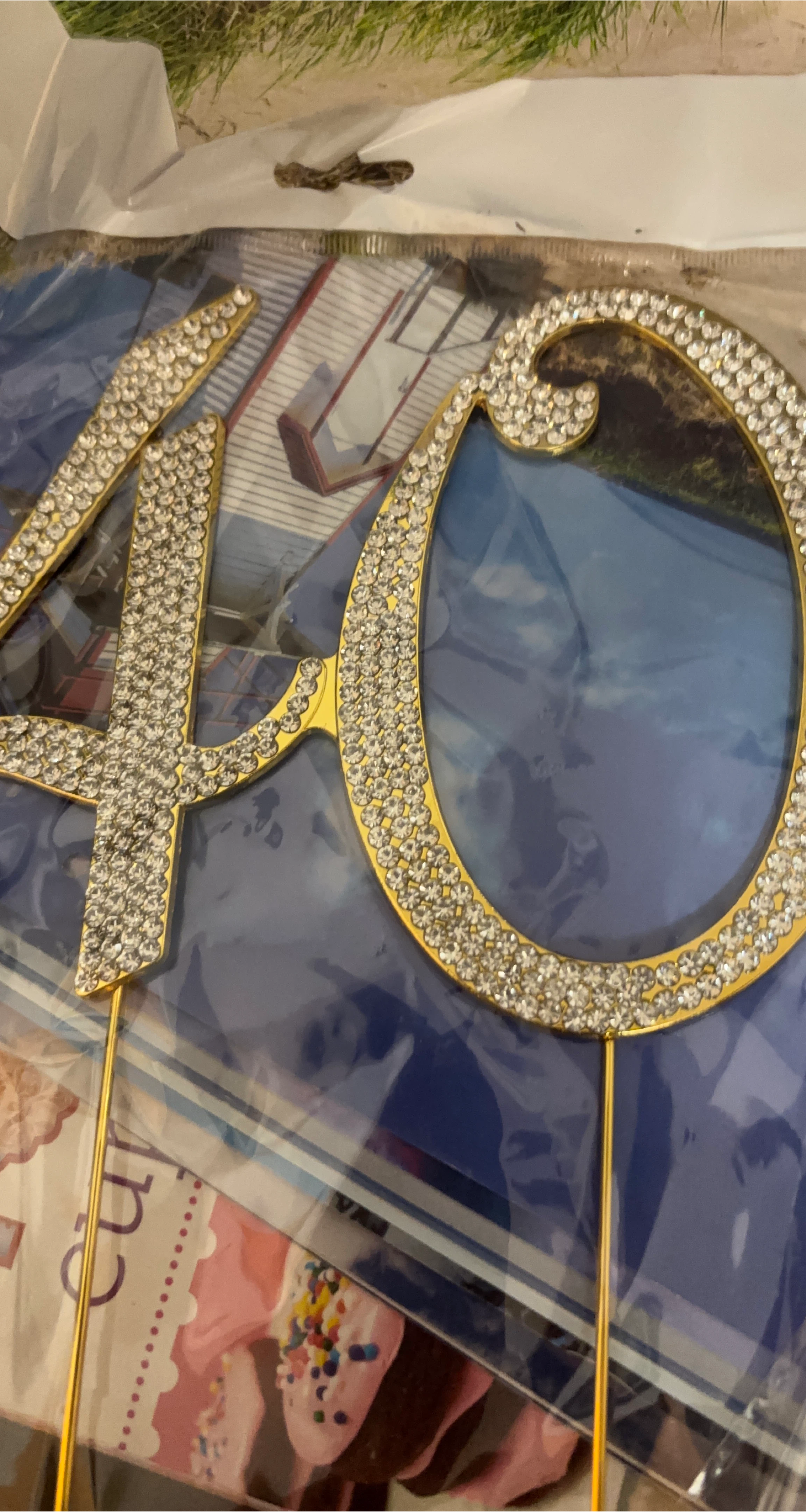40 Rhinestone Cake Topper - Gold