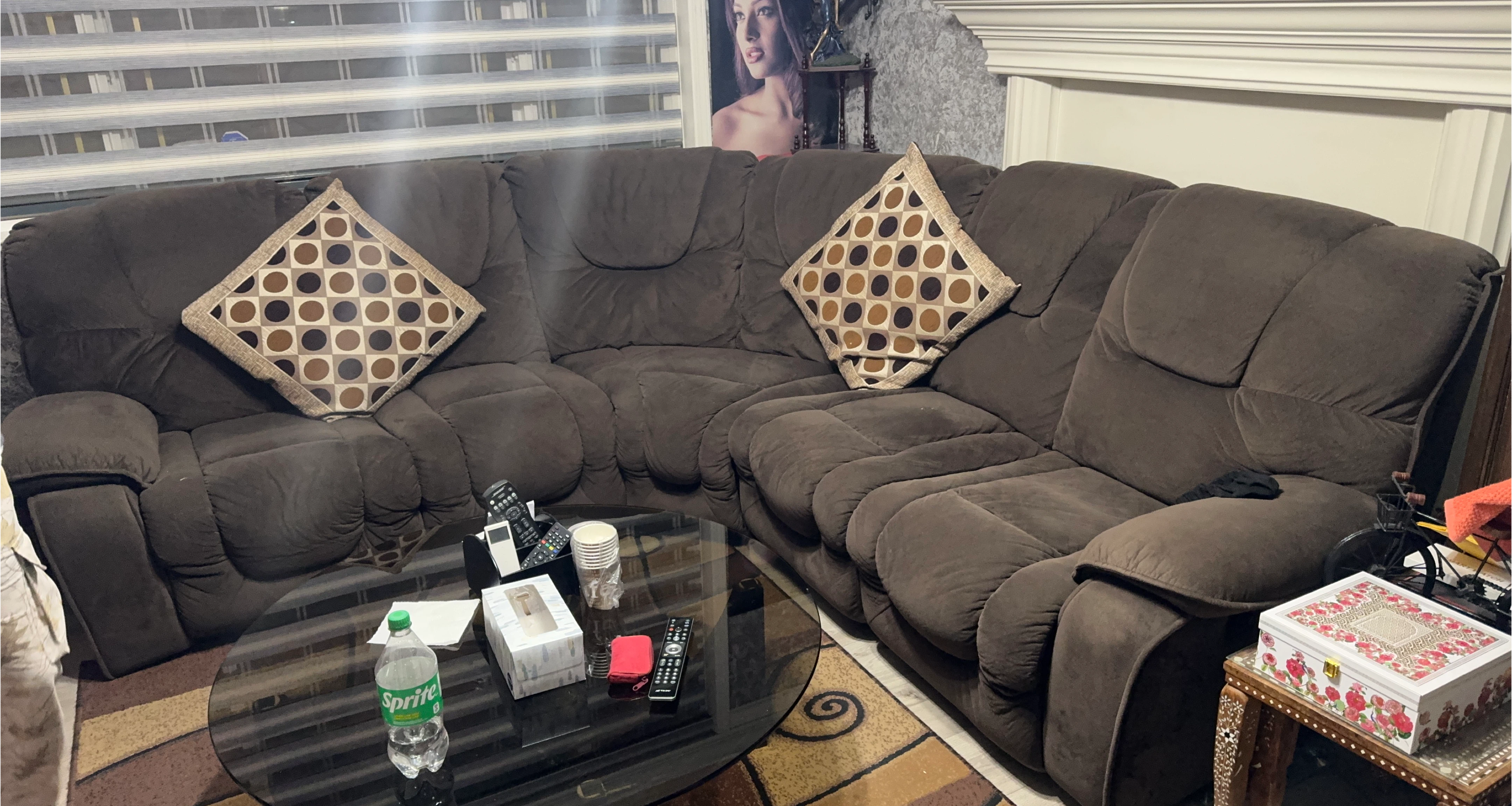 Brown Sectional Sofa with Pillows #Cleanout