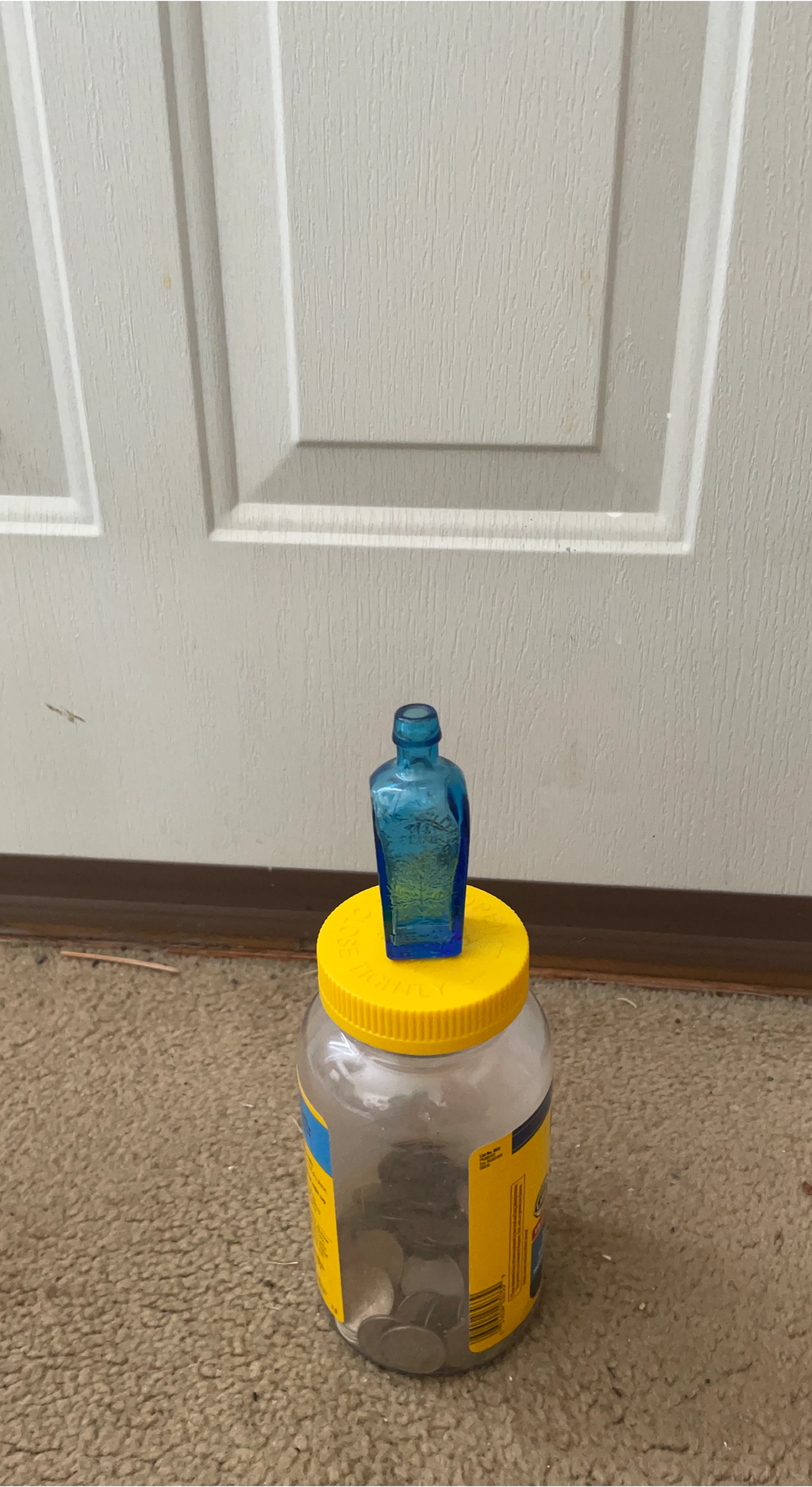 Vintage Blue Glass Miniature Bottle