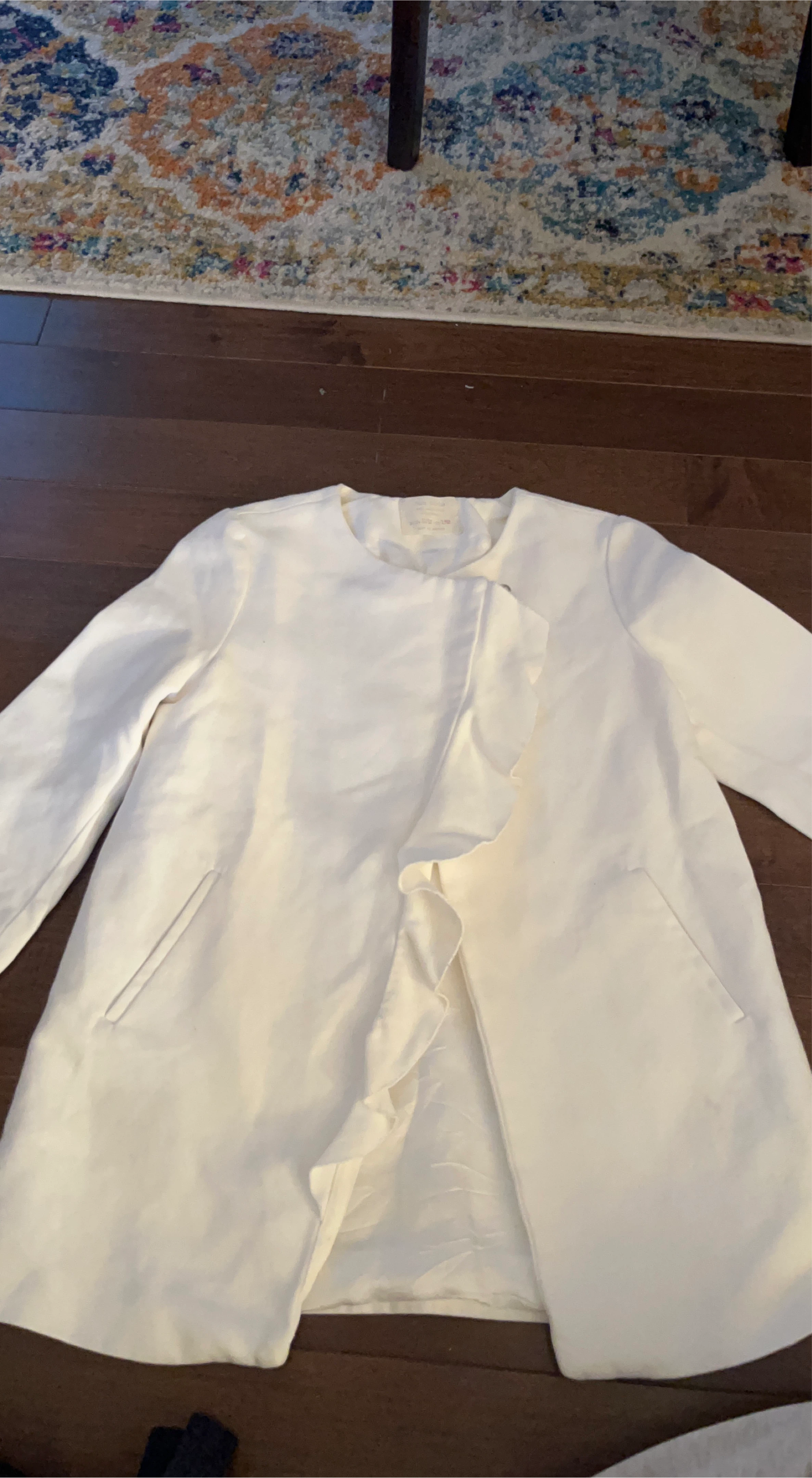 White Ruffle Front Jacket Zara girls
