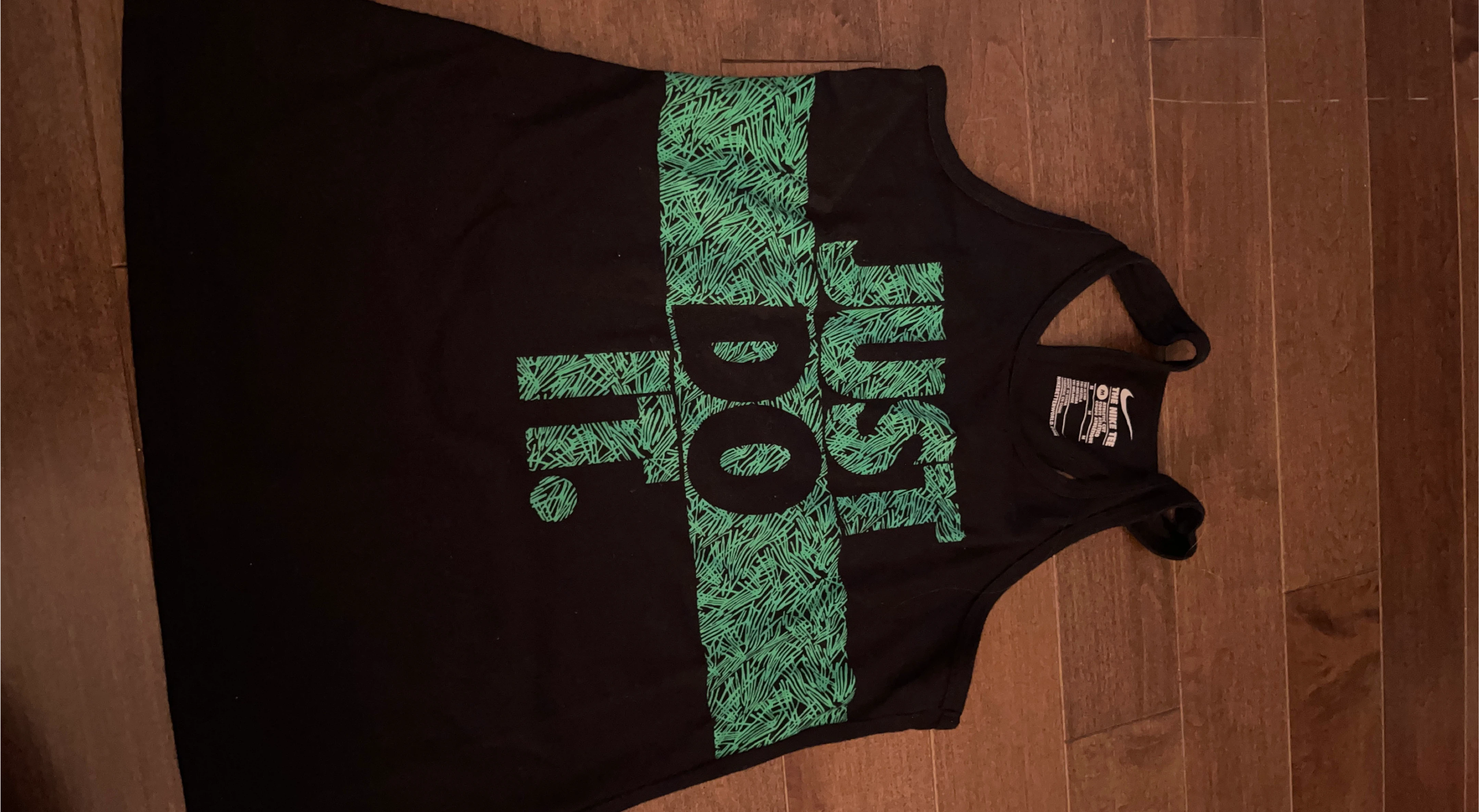 Nike Tank Top - Black with Green Design, Size M