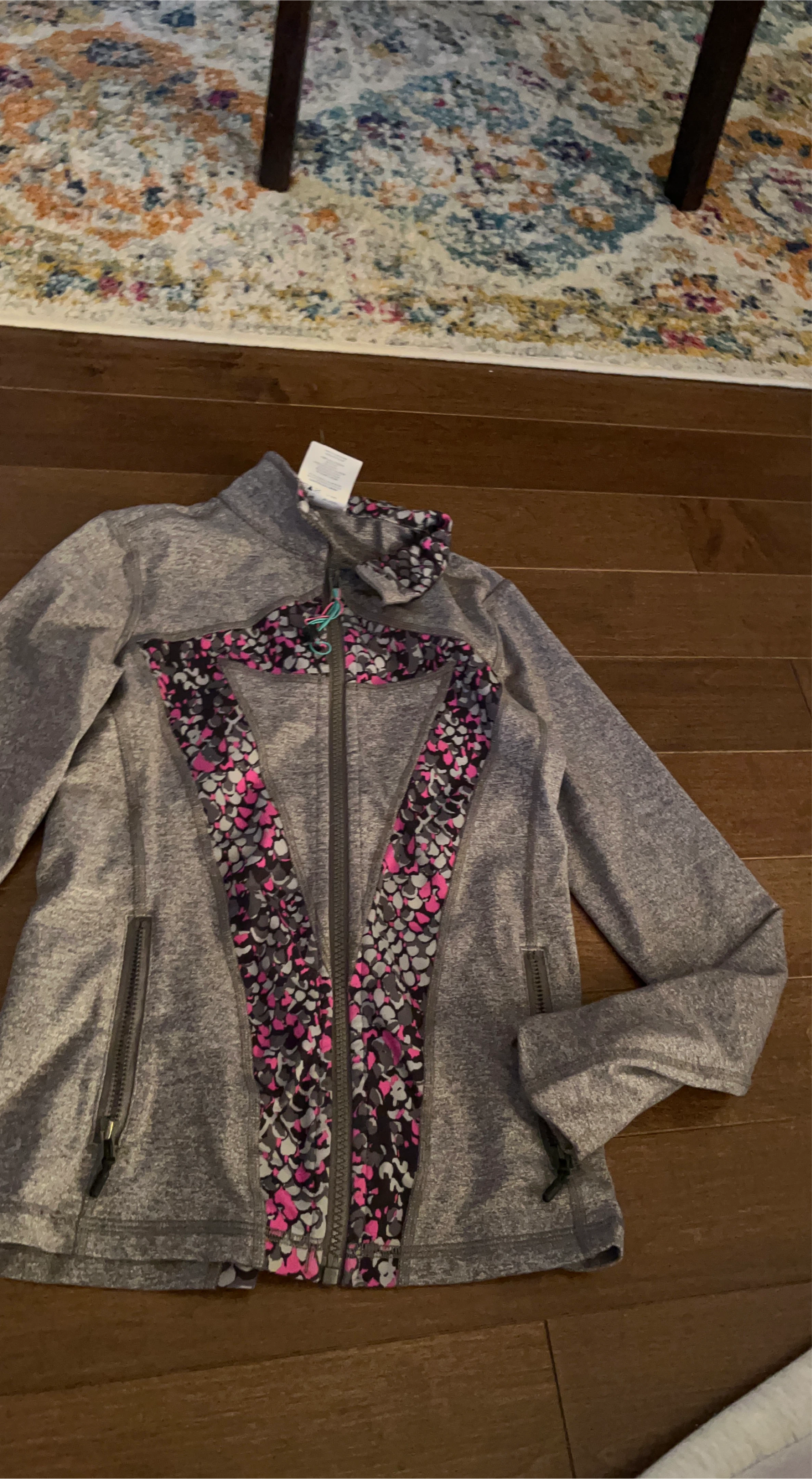 Grey Athletic Jacket with Floral Design