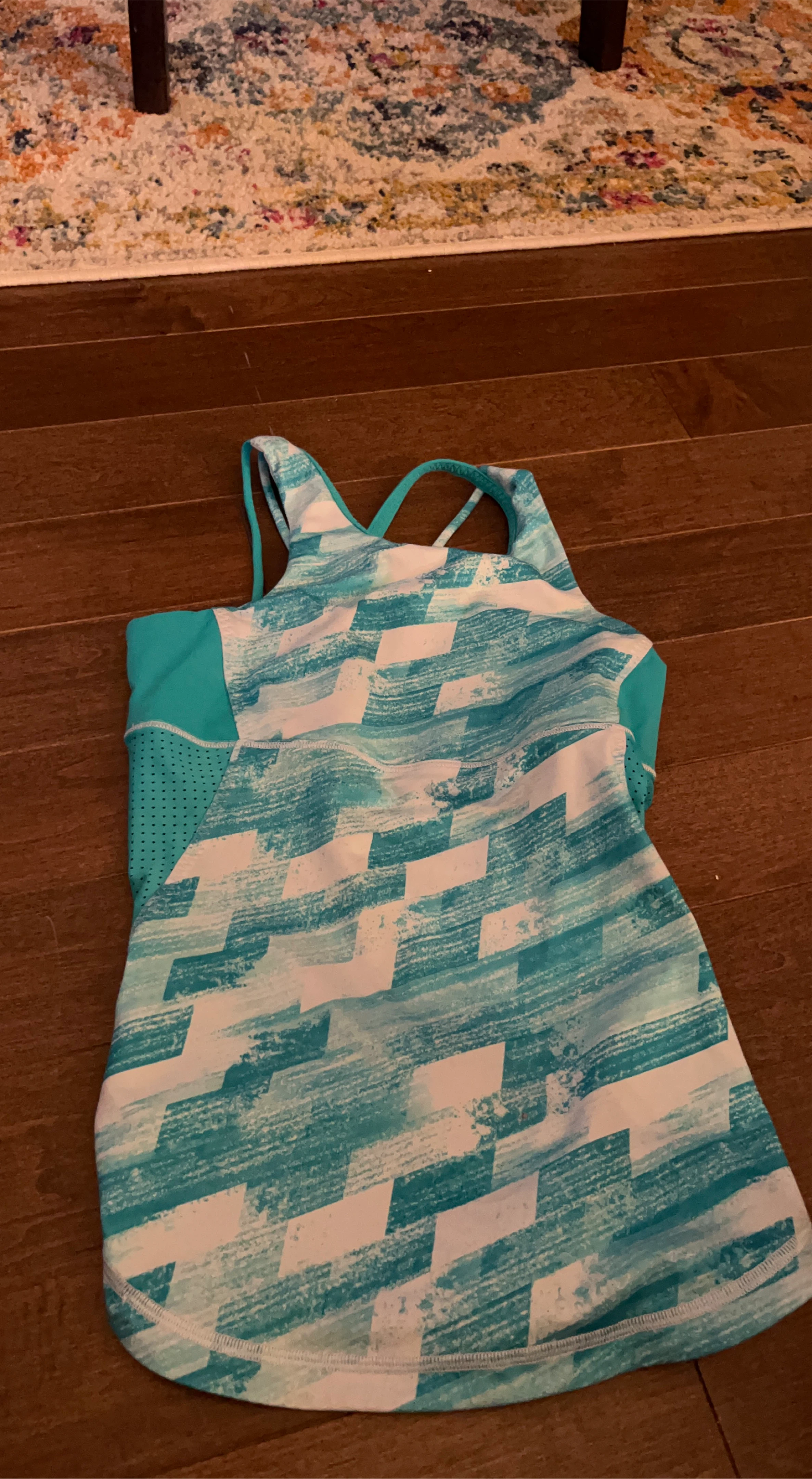 Athletic Tank Top - Turquoise & White