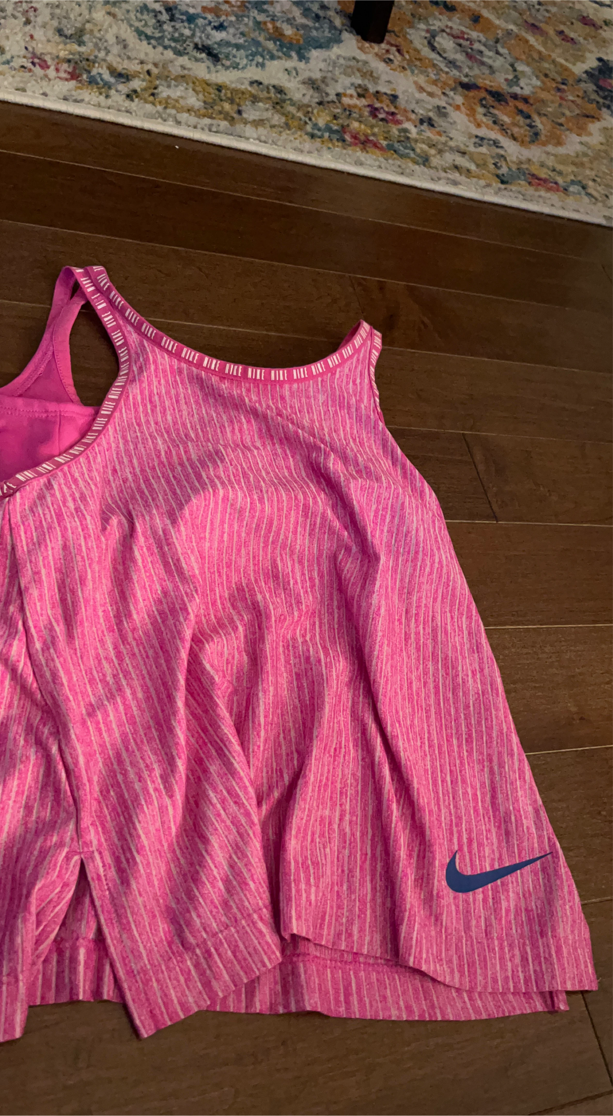 Nike Pink Striped Athletic Tank Top