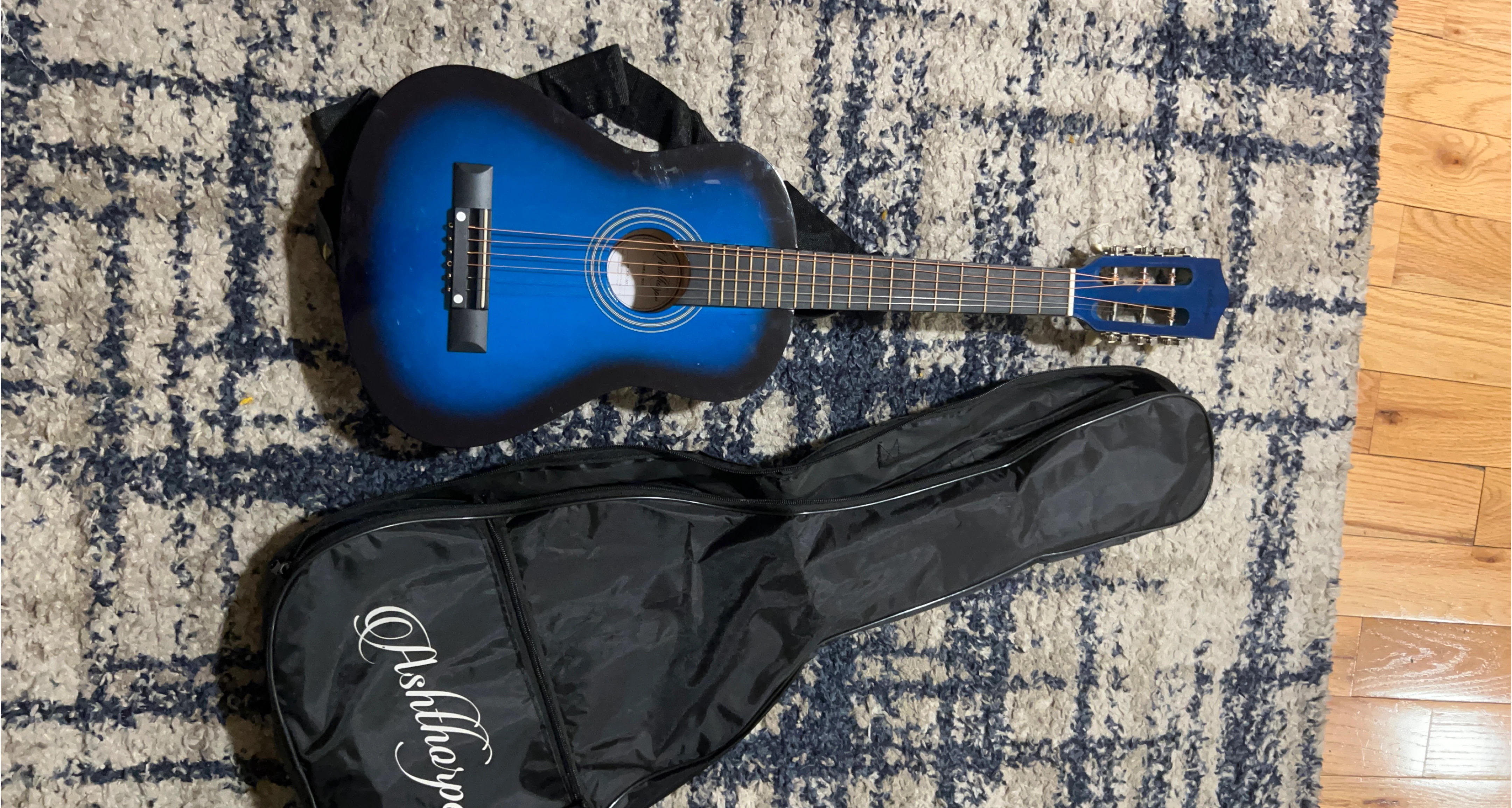 Ashtonthorpe Blue Acoustic Guitar with Case