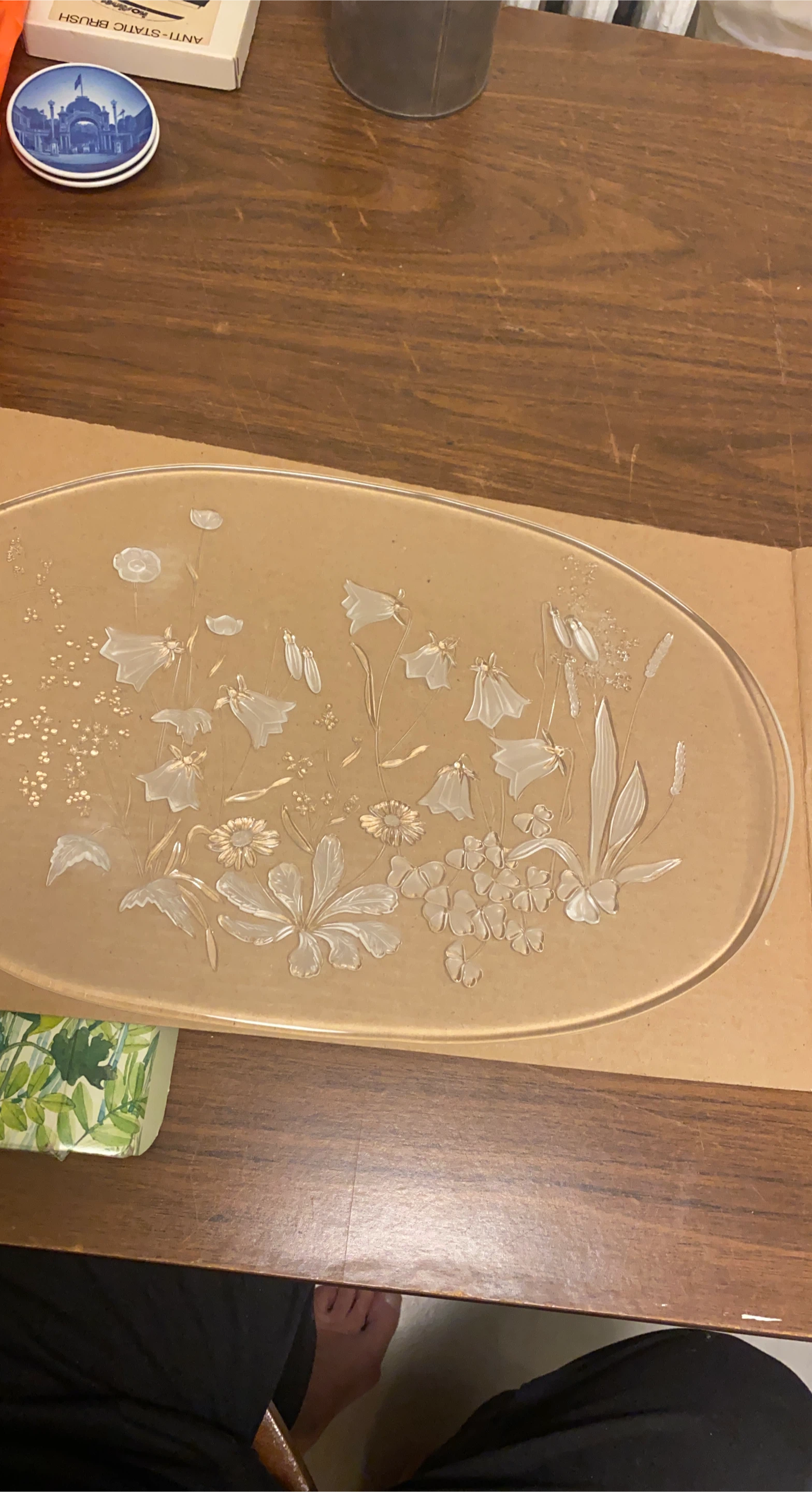 Floral Embossed Glass Platter