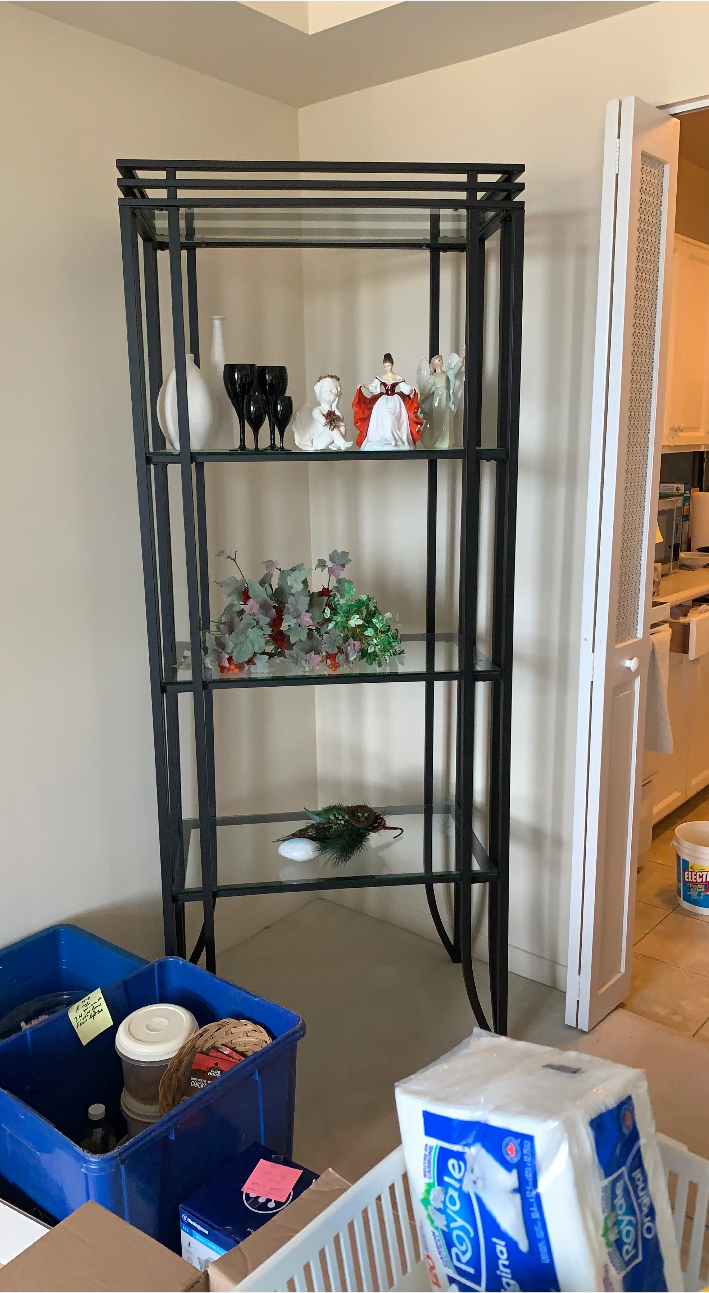 Black Metal & Glass Display Shelf