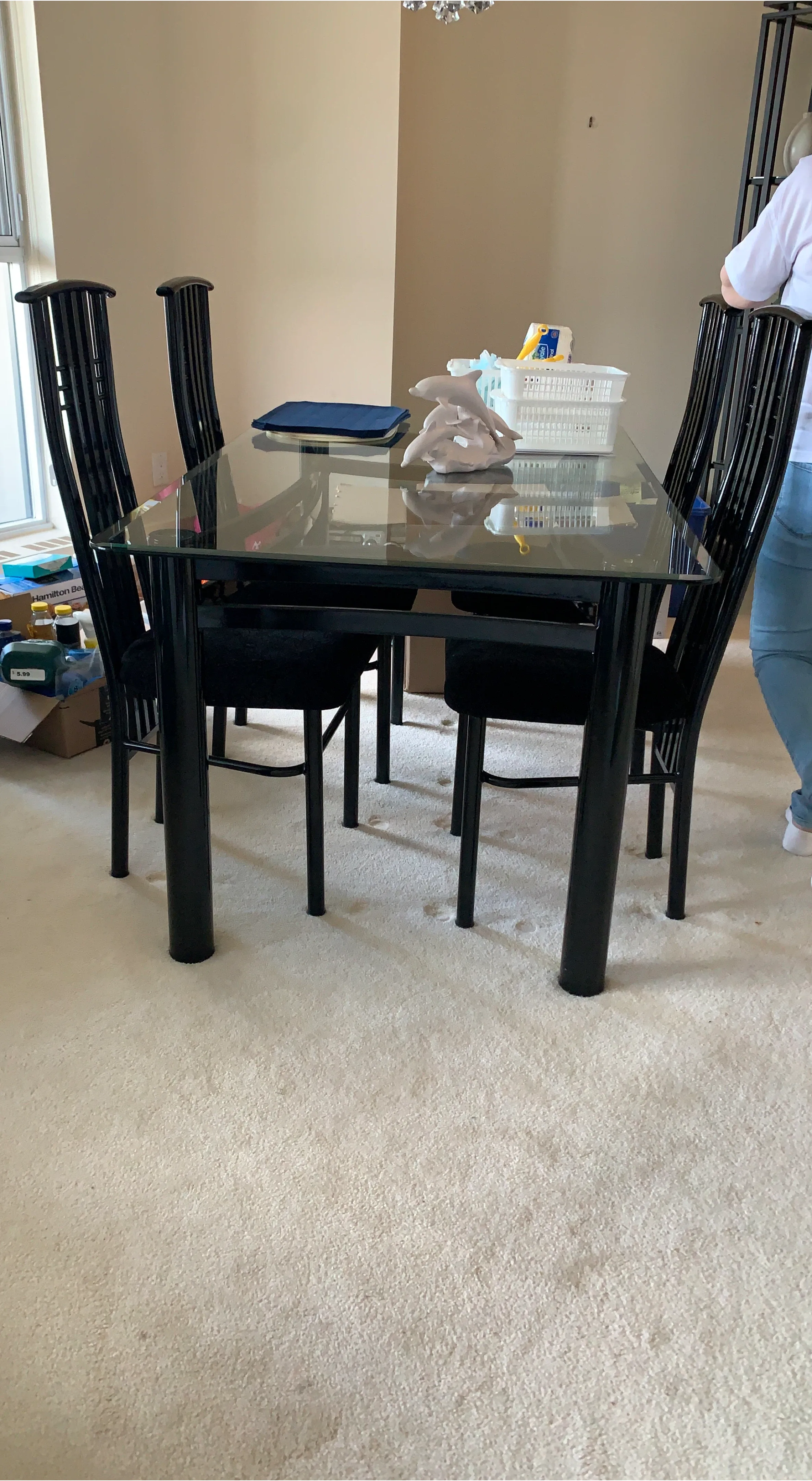 Dining Table with 4 Chairs - Black