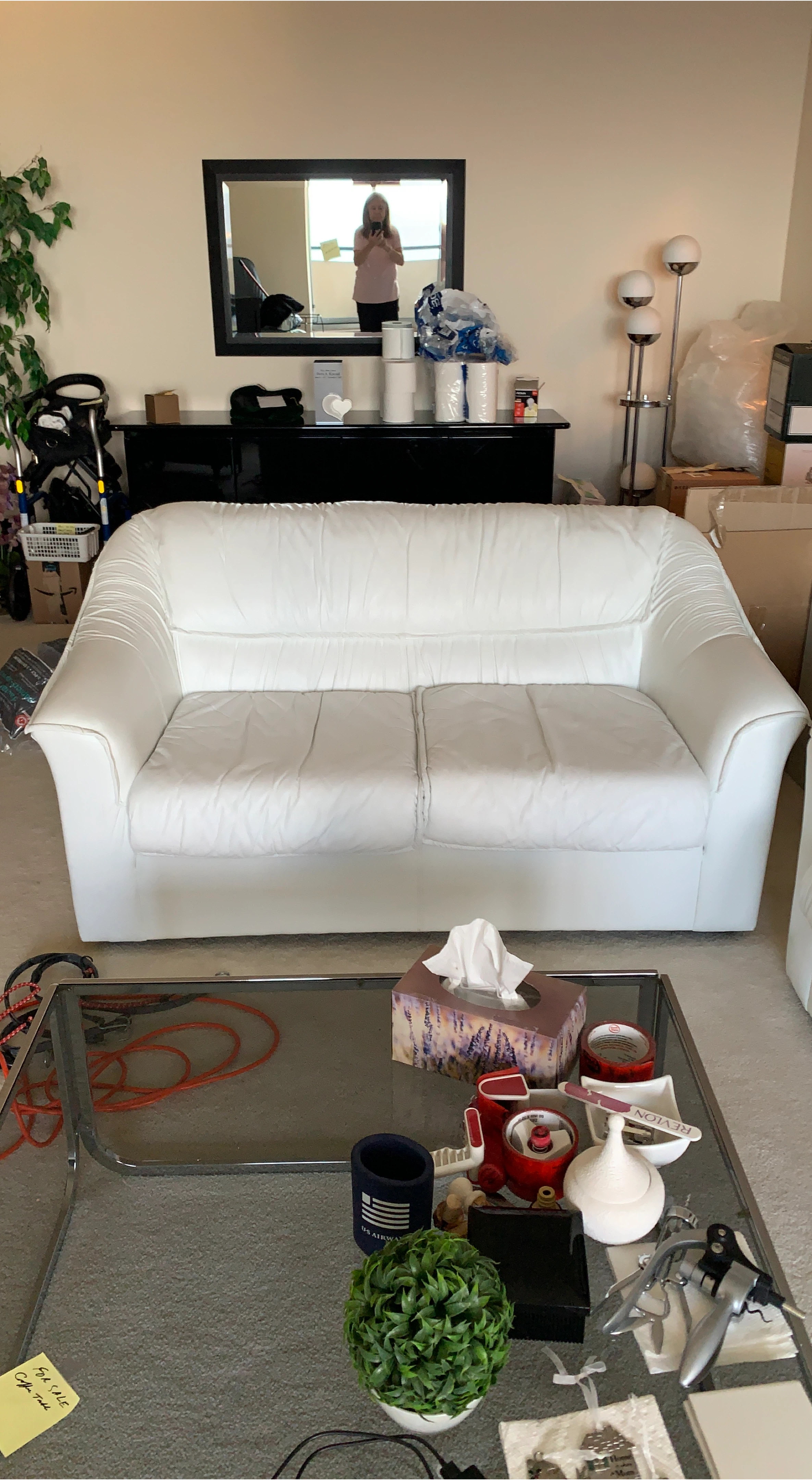 White Loveseat and 3 Seater Sofa
