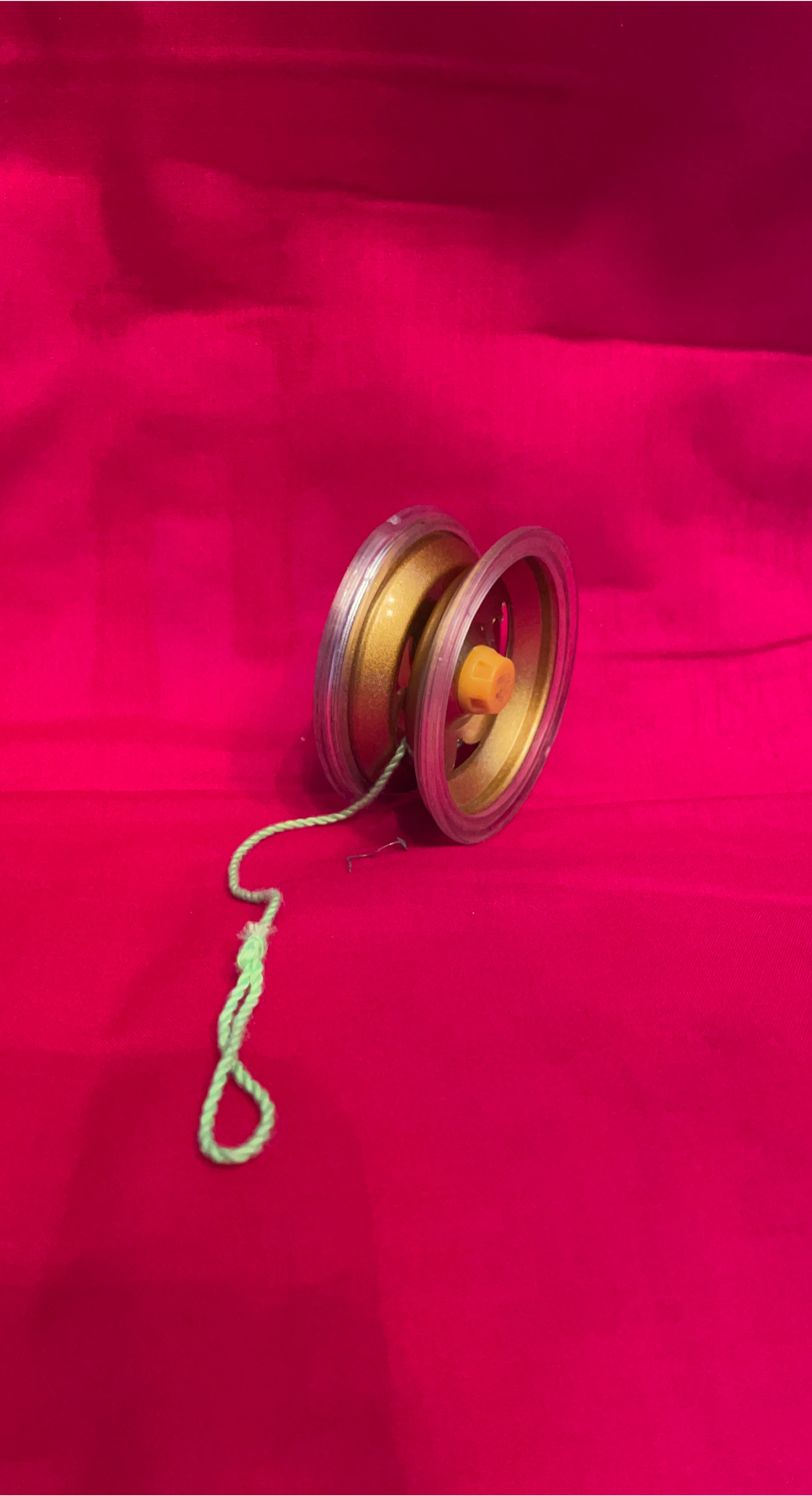 Vintage Gold Yo-yo with Green String #Cleanout