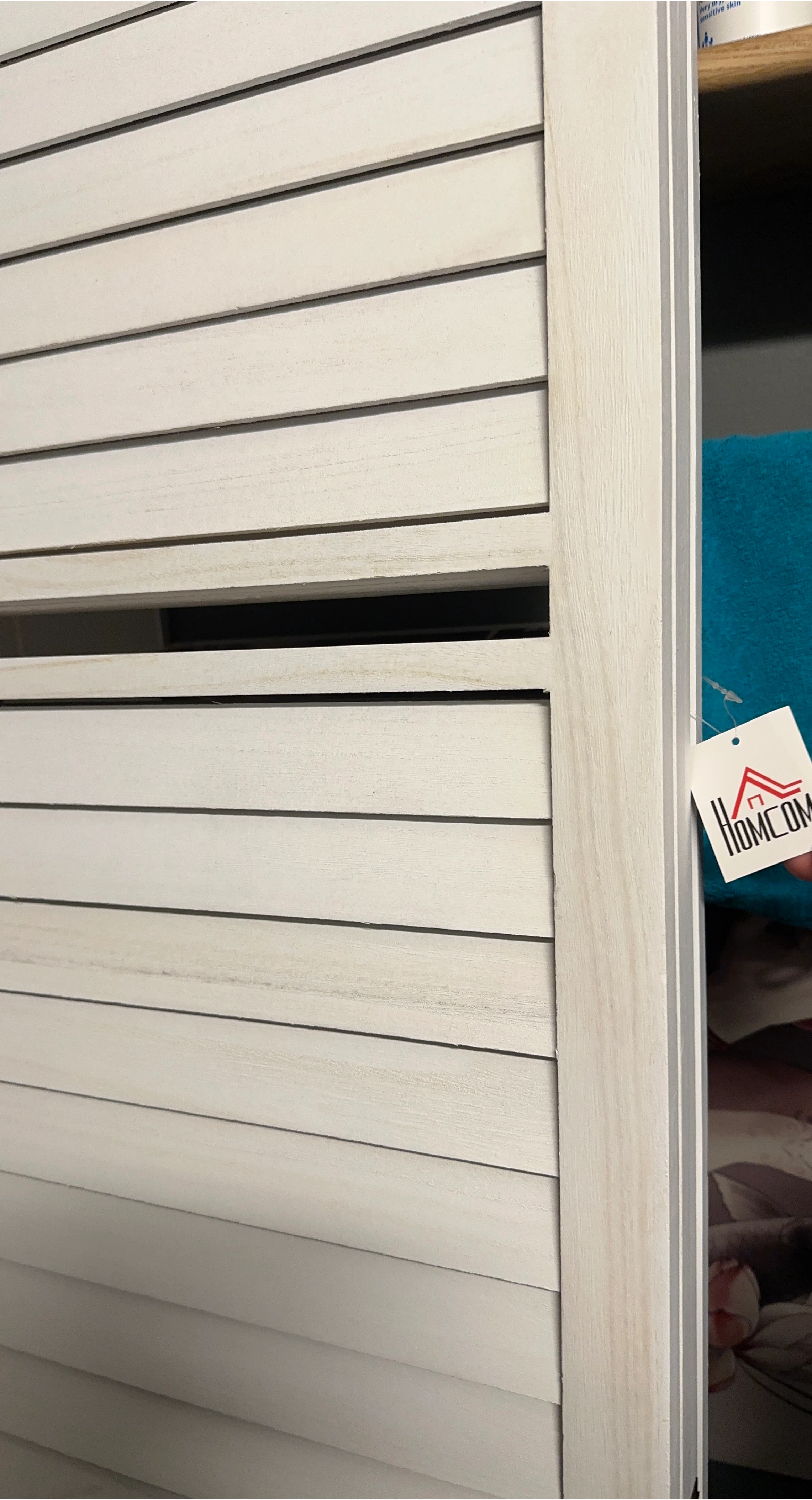 HOMCOM White Wooden Laundry Hamper