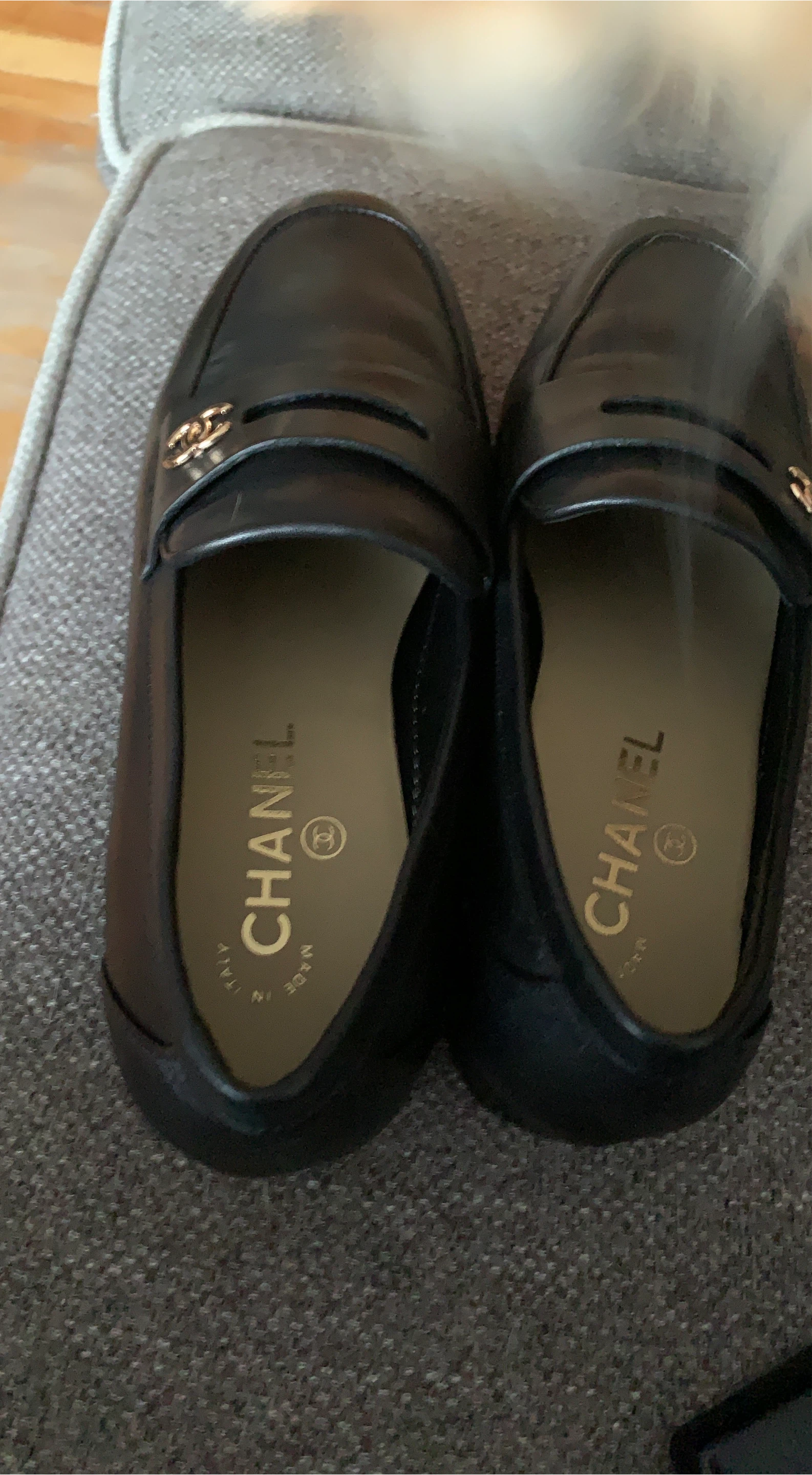 Chanel Black Leather Loafers Size 6