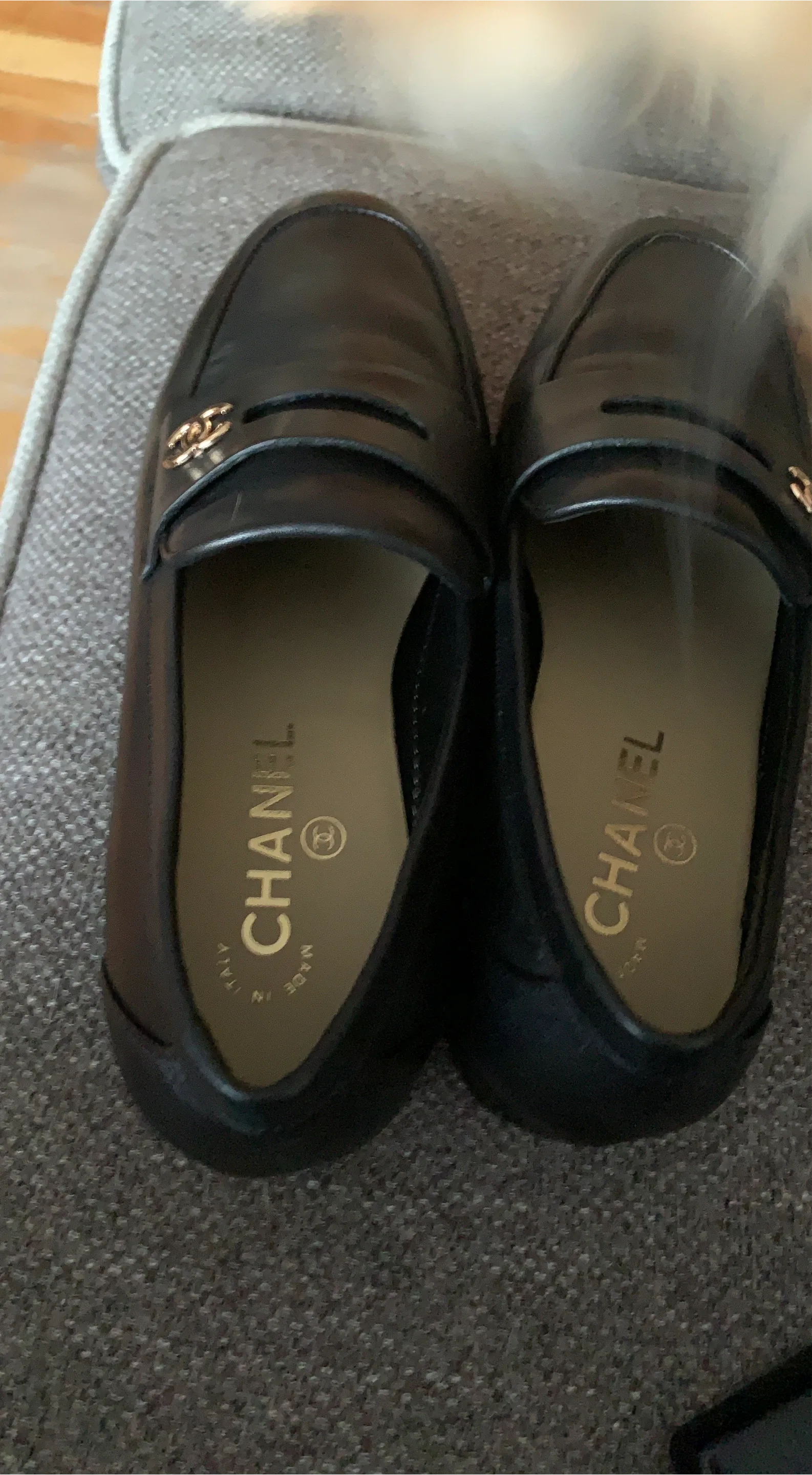 Chanel Black Leather Loafers Size 6