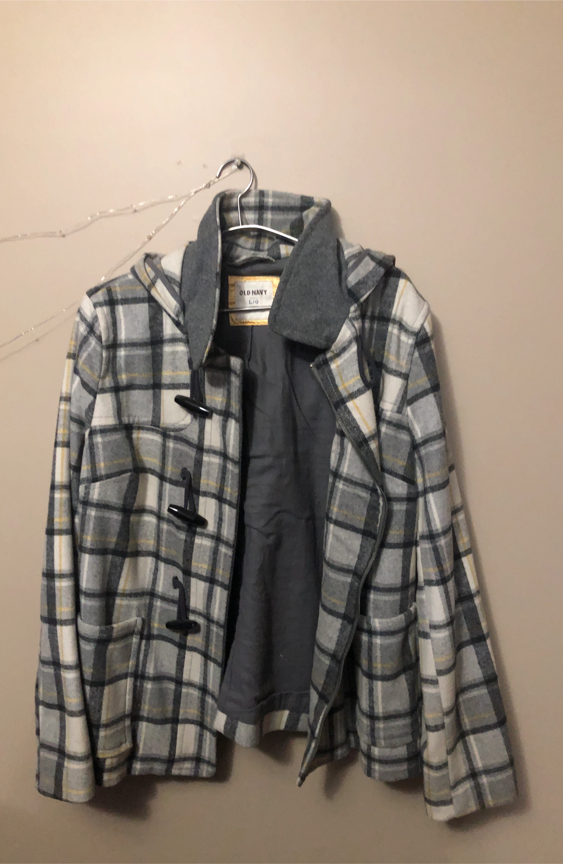 Old Navy Plaid Toggle Coat - Size L