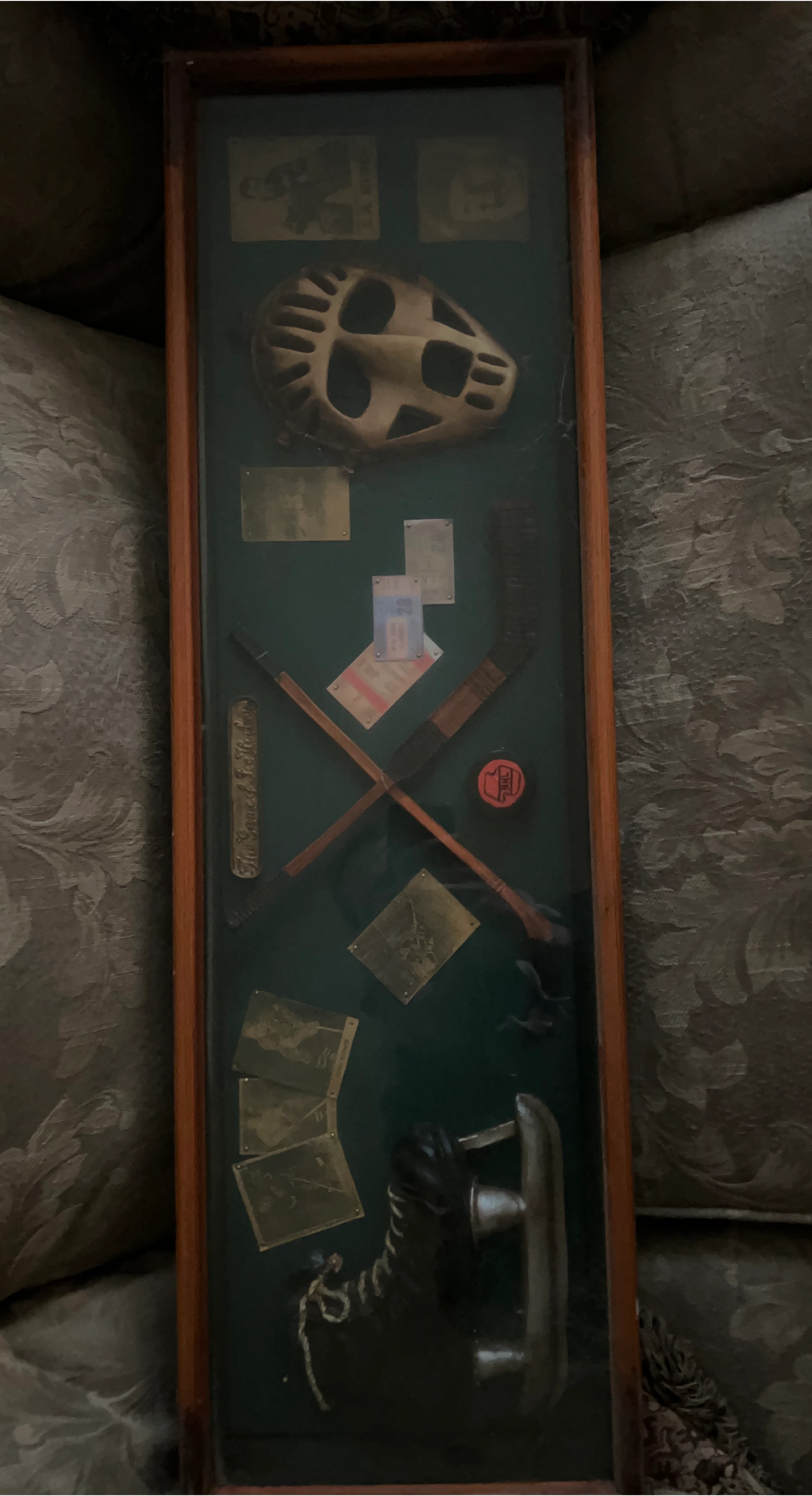 Framed Hockey Memorabilia Display