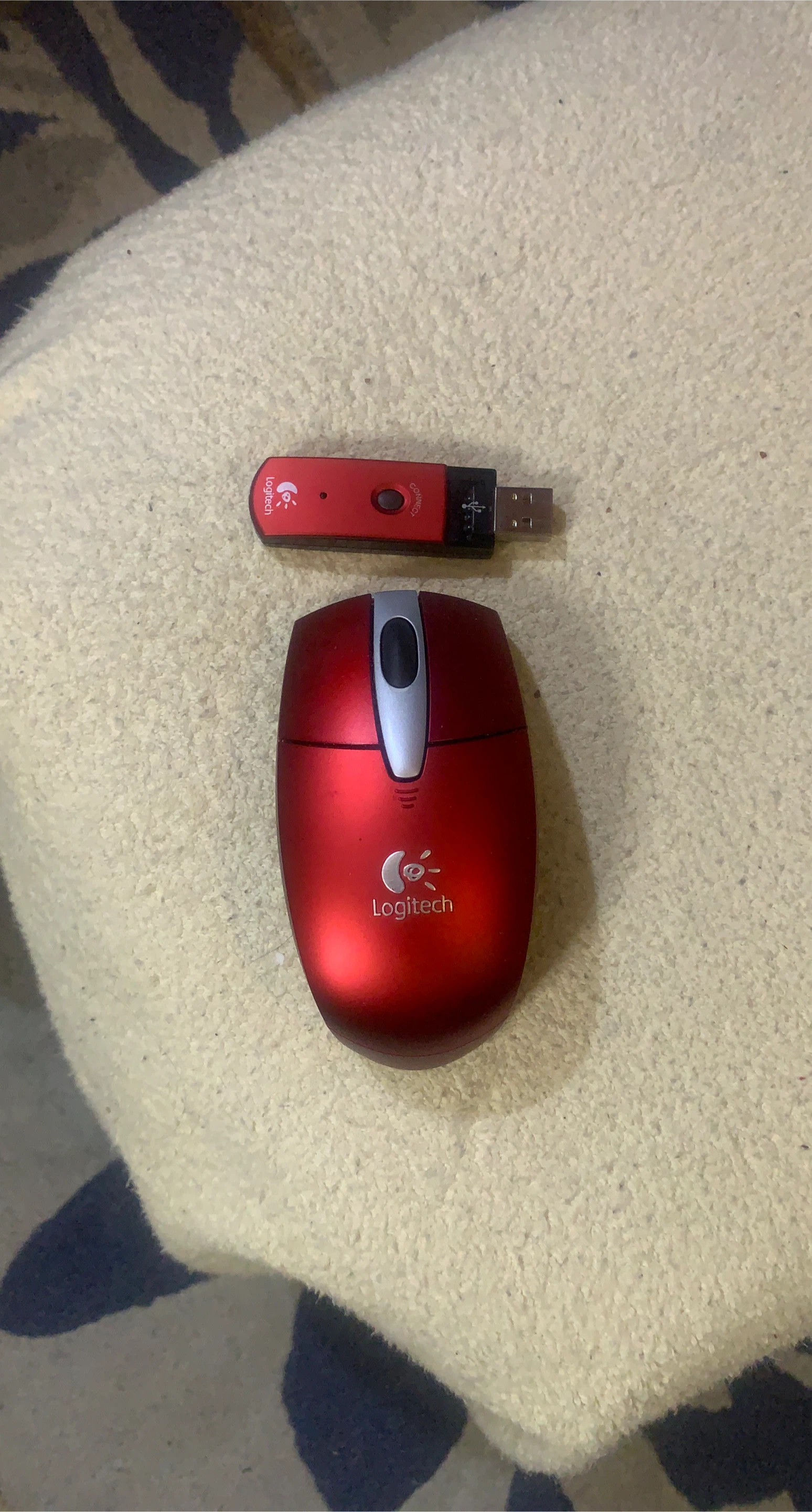 Logitech Red Wireless Mouse with USB Receiver