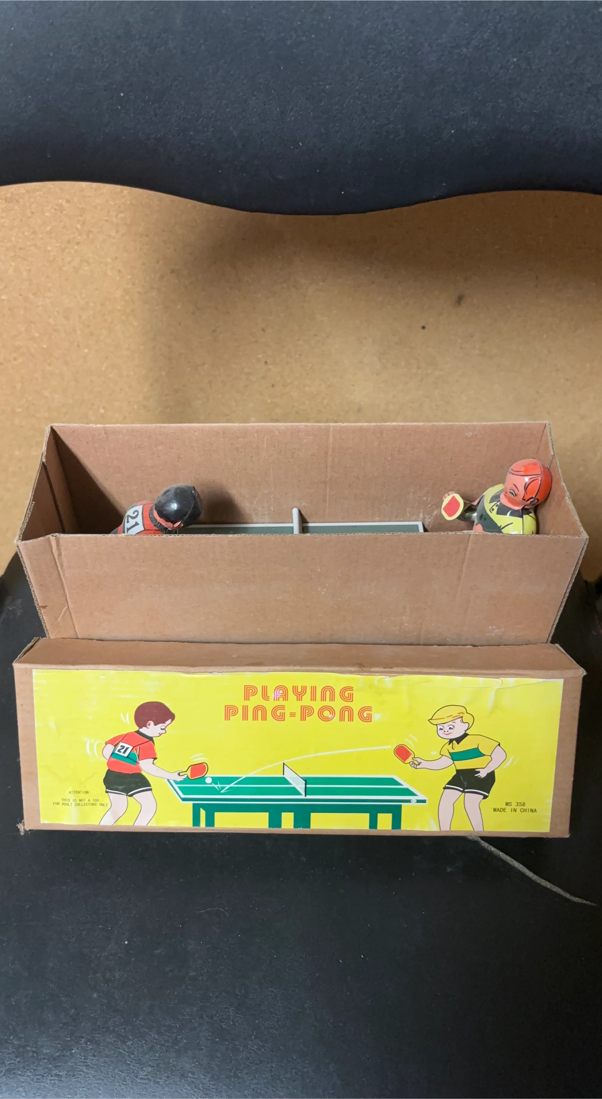 Vintage Playing Ping-Pong Tin Toy