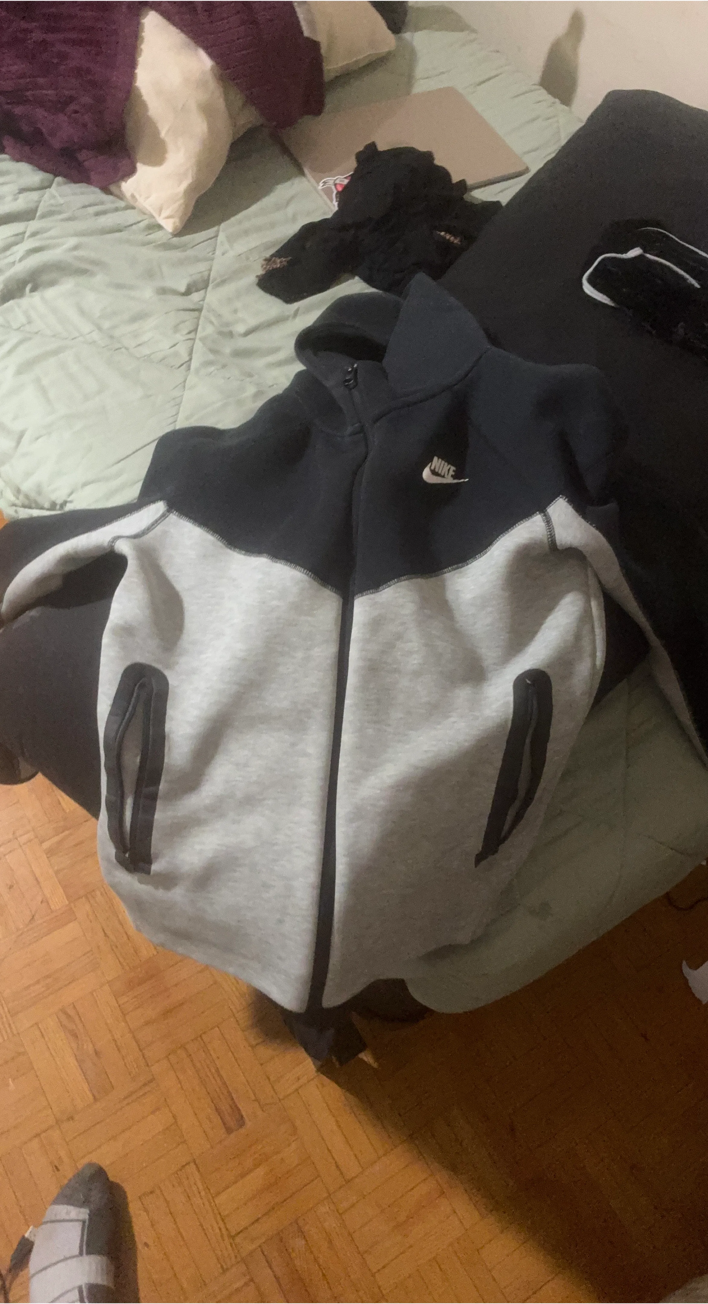 Nike Tech Fleece Full Zip Hoodie - Grey/Black