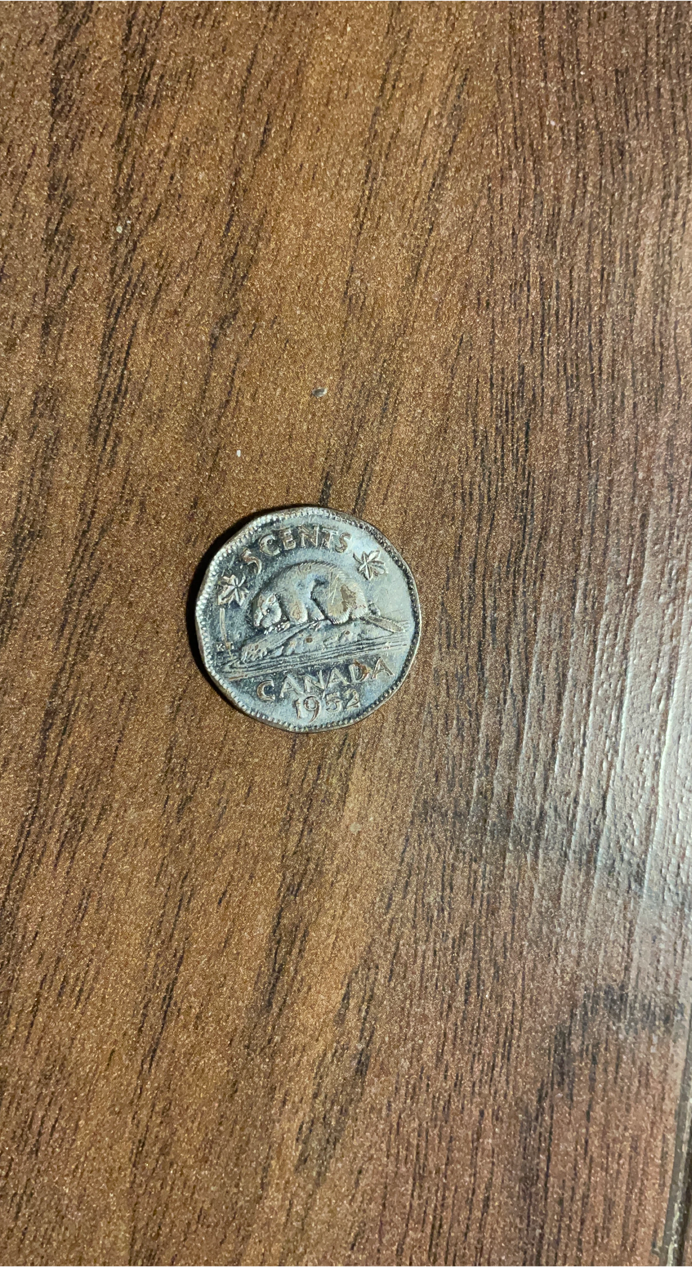 Vintage 1952 Canadian 5 Cents Coin