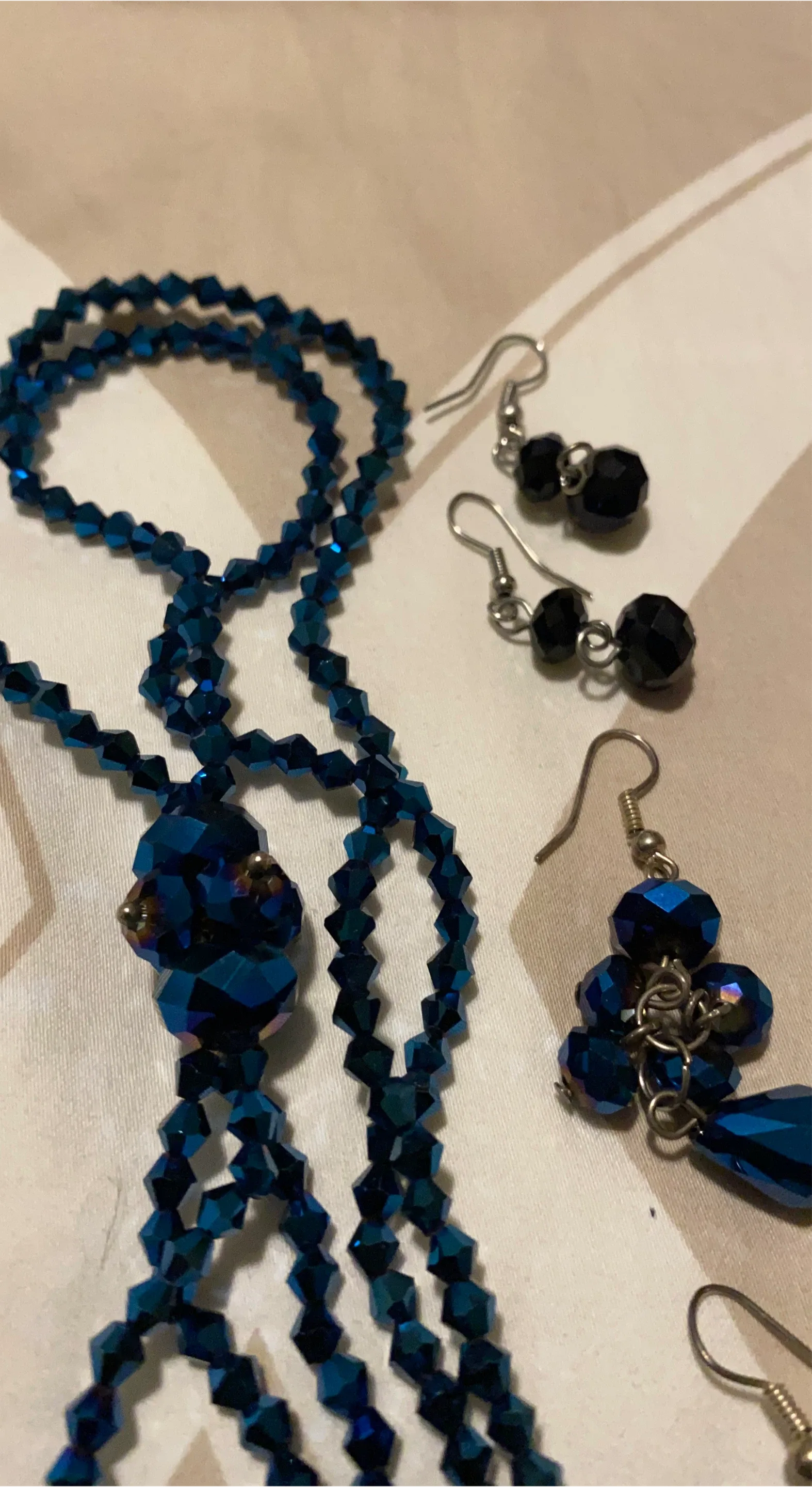 Blue Beaded Necklace & Earring Set