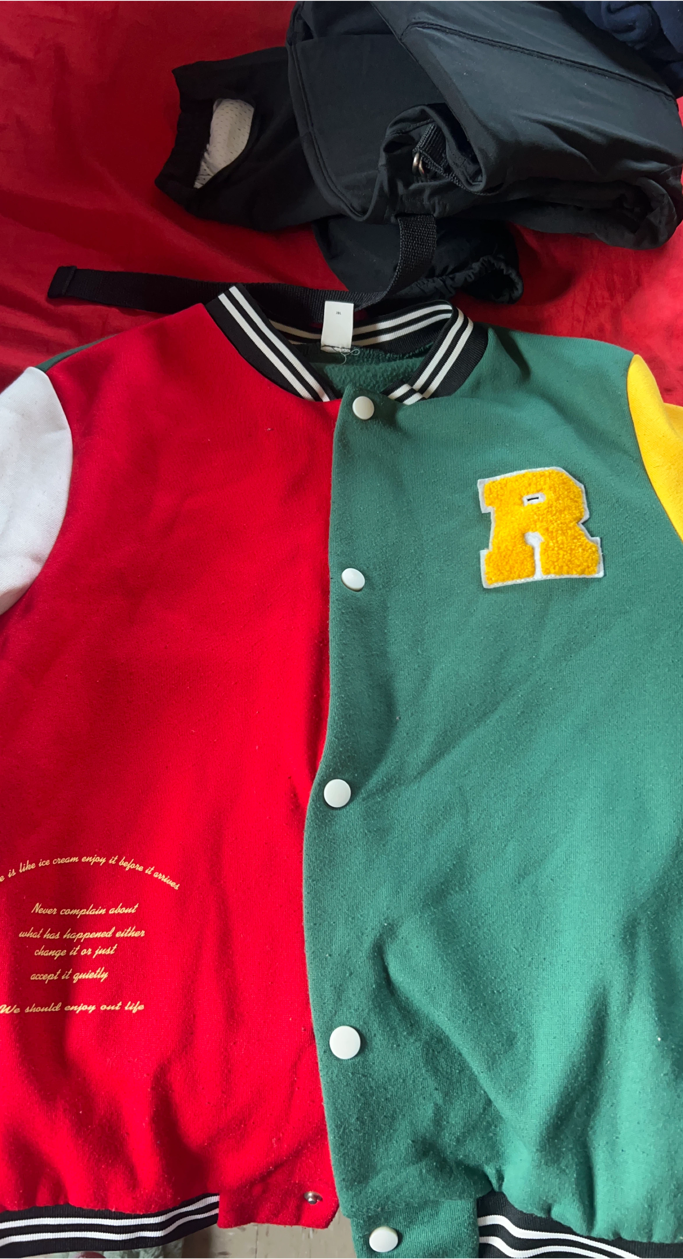 Varsity Jacket - Red, Green, Yellow #cleanout