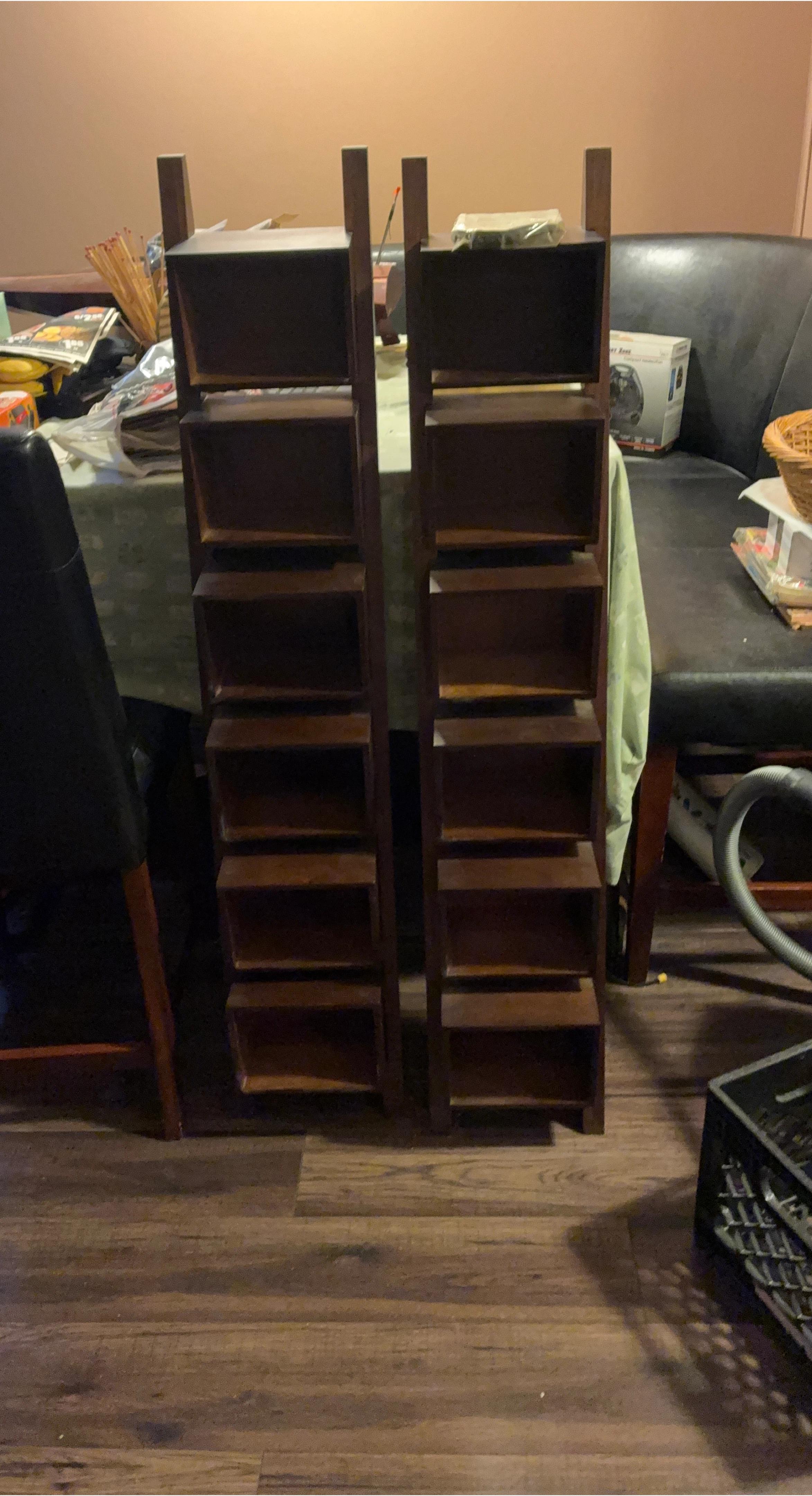 Brown Wooden Ladder Shelf - Set of 2