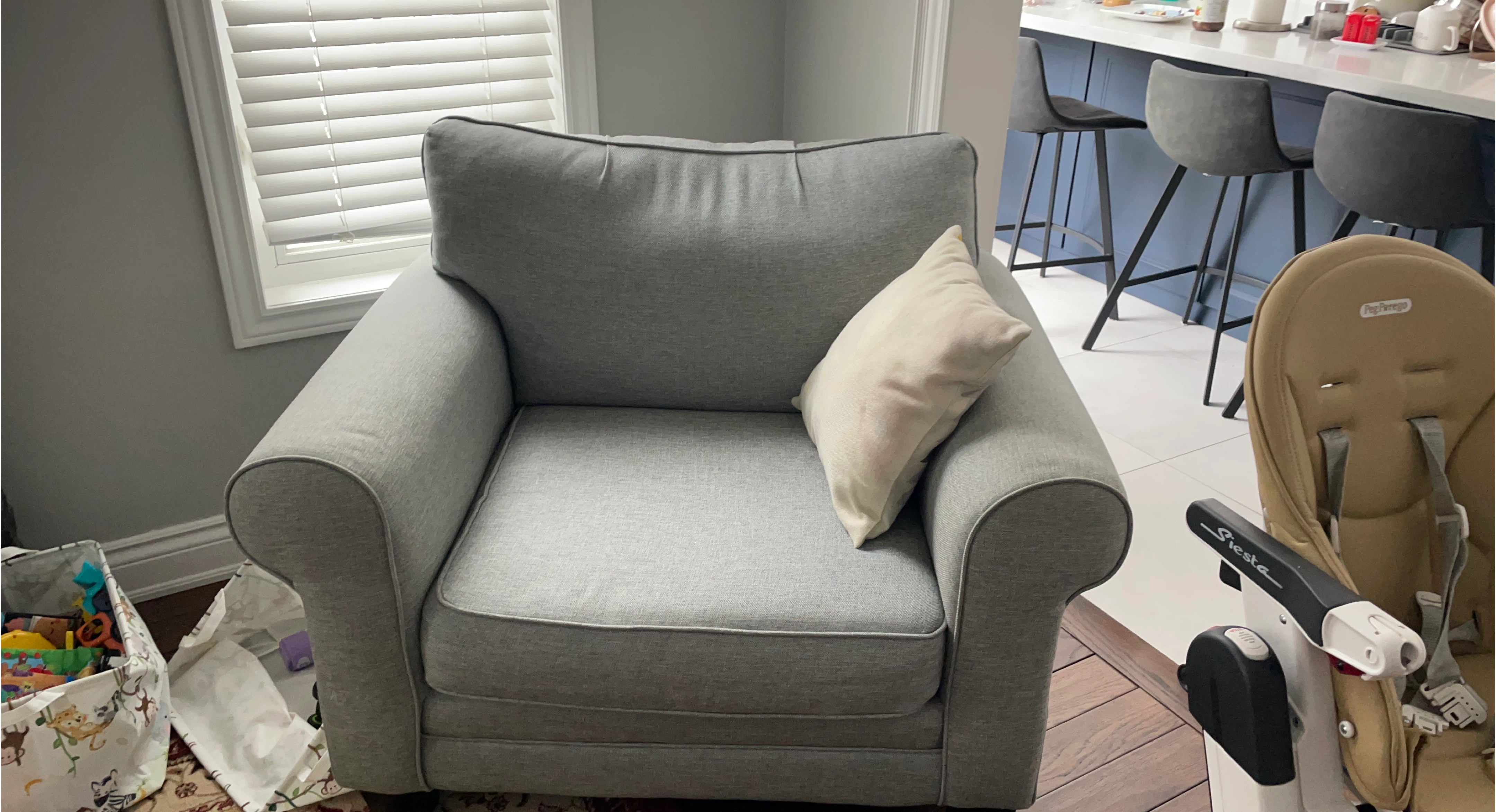 Grey Armchair with Pillow
