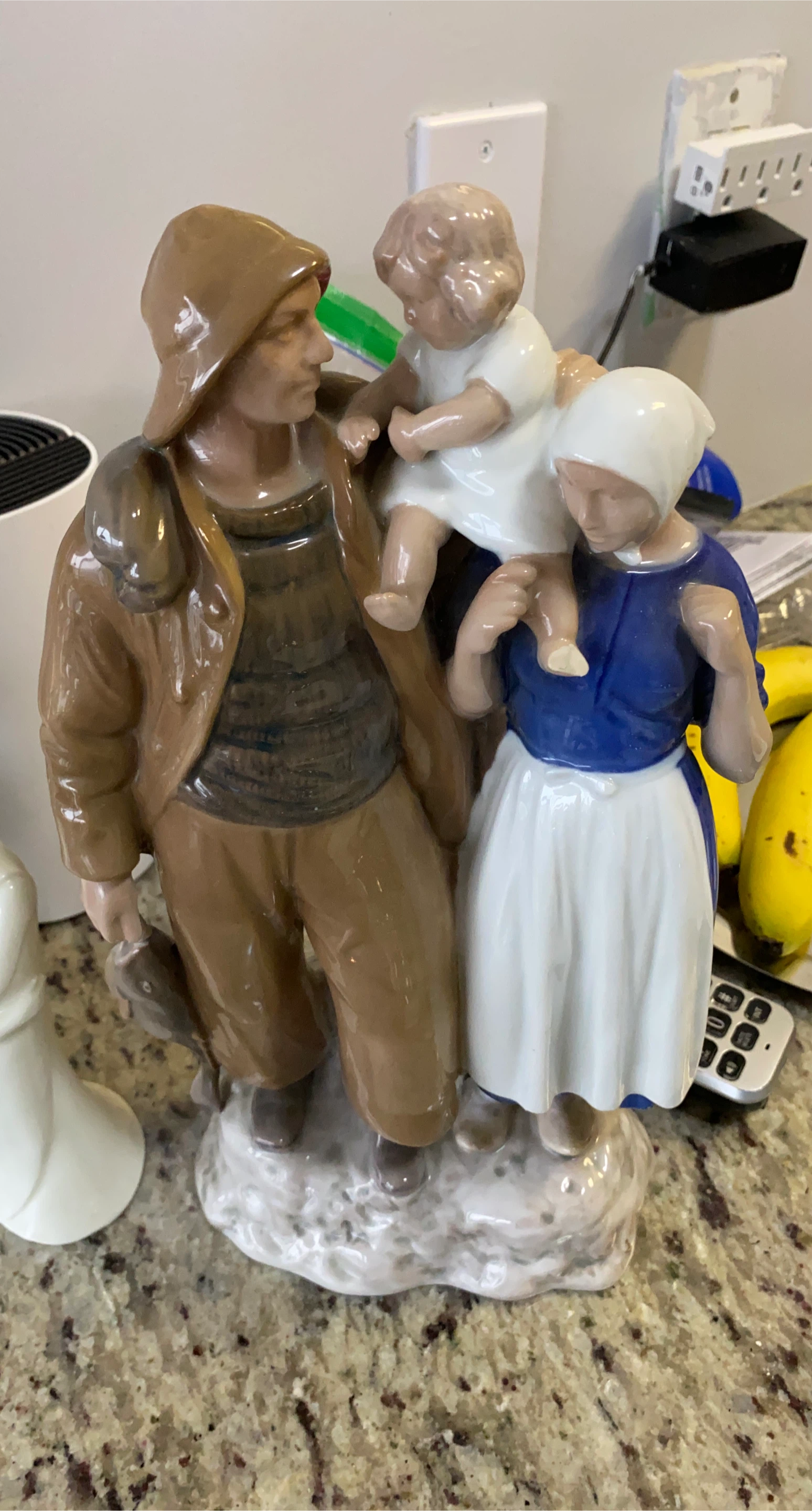 Vintage Porcelain Figurine - Fisherman Family
