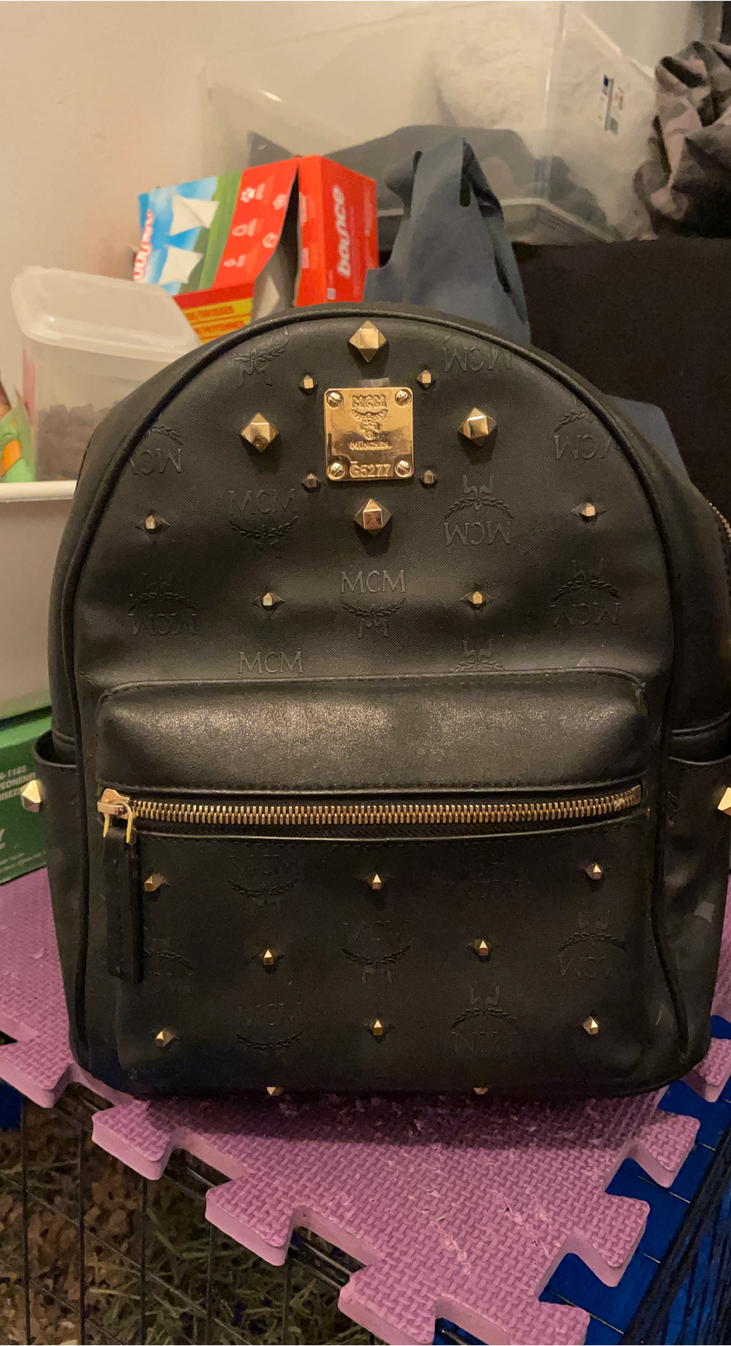 MCM Stark Studded Backpack Black