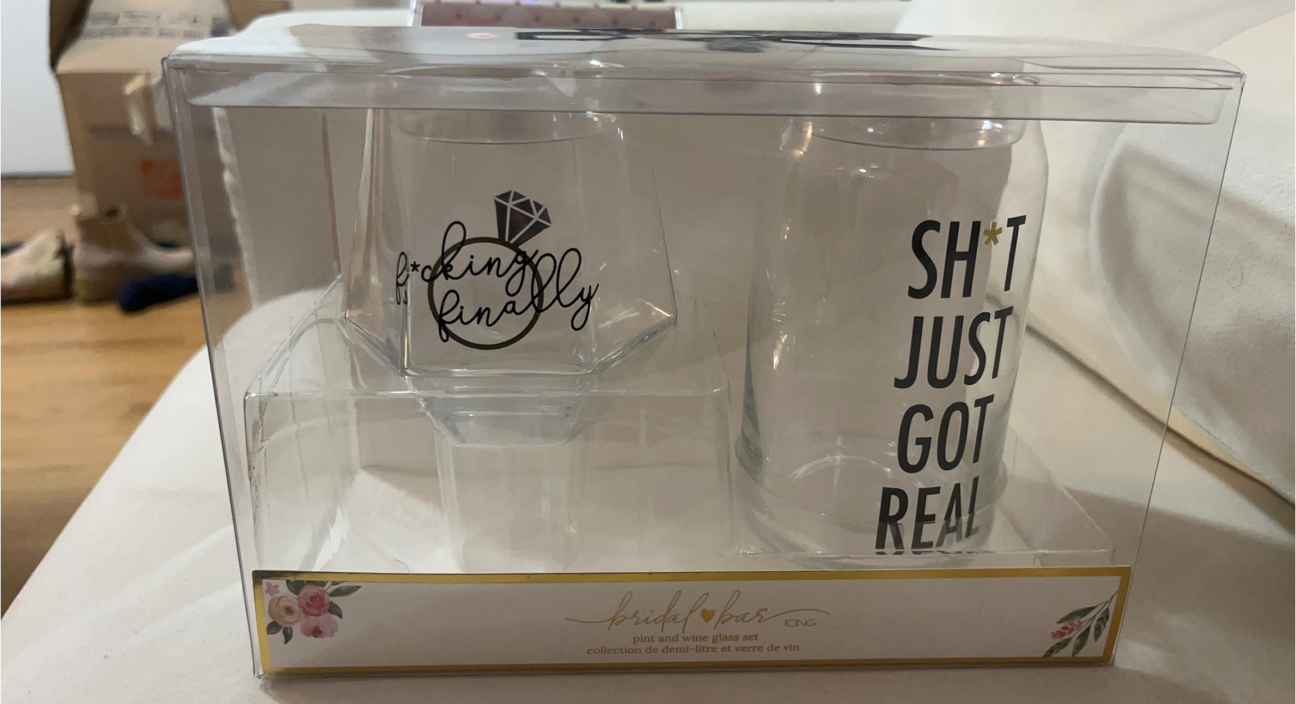 Bridal Bar Pint & Wine Glass Set - New